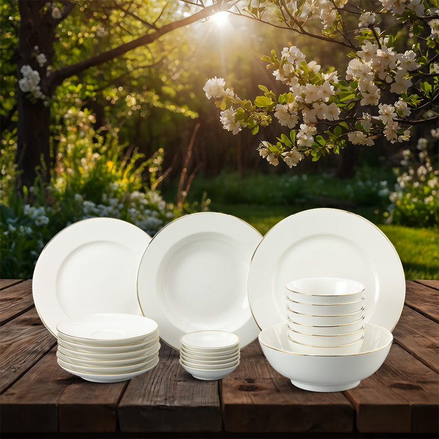 Bộ đồ ăn 22 sản phẩm - Jasmine - Chỉ Vàng