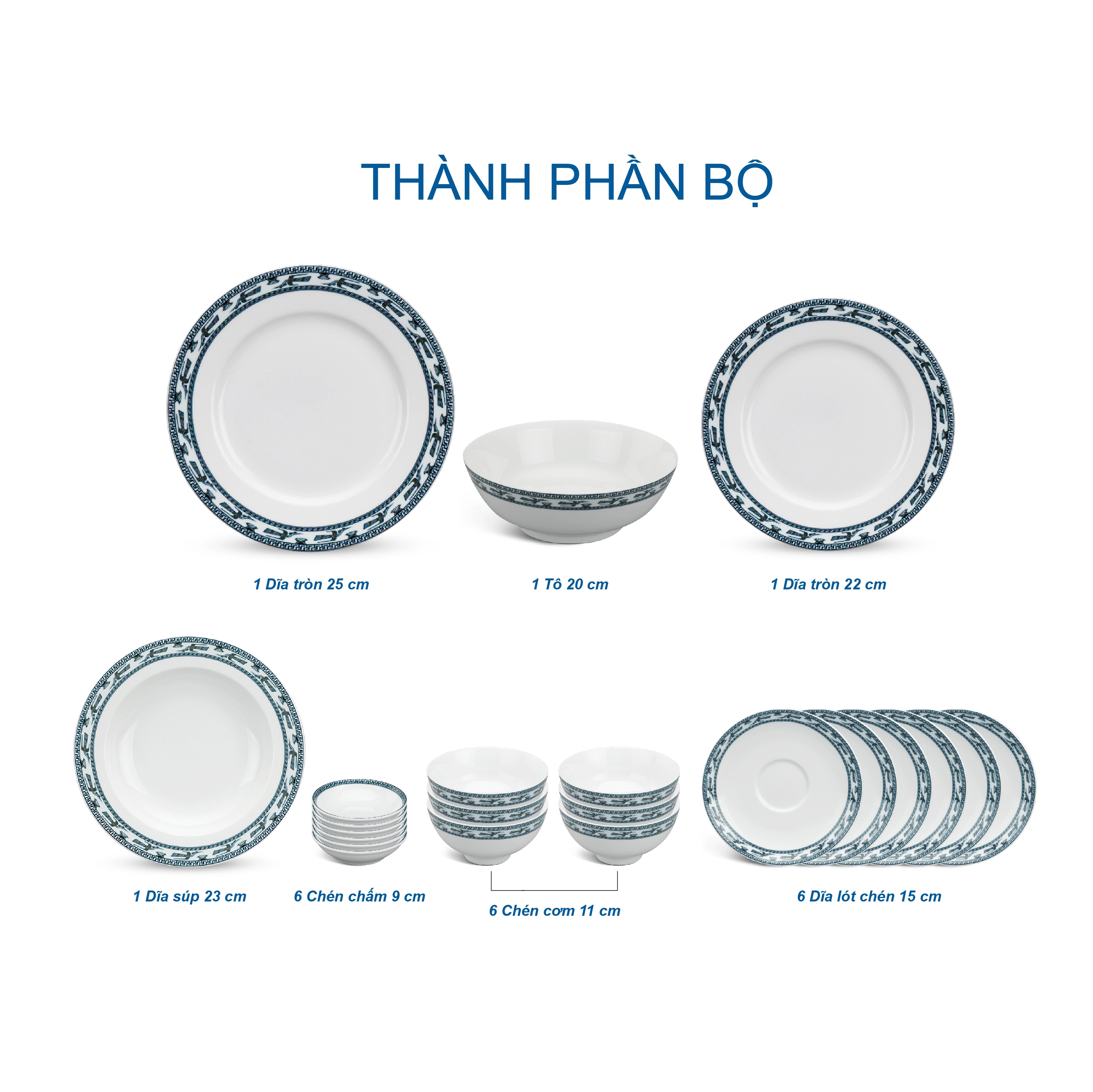 Bộ đồ ăn 22 sản phẩm - Jasmine - Chim Lạc