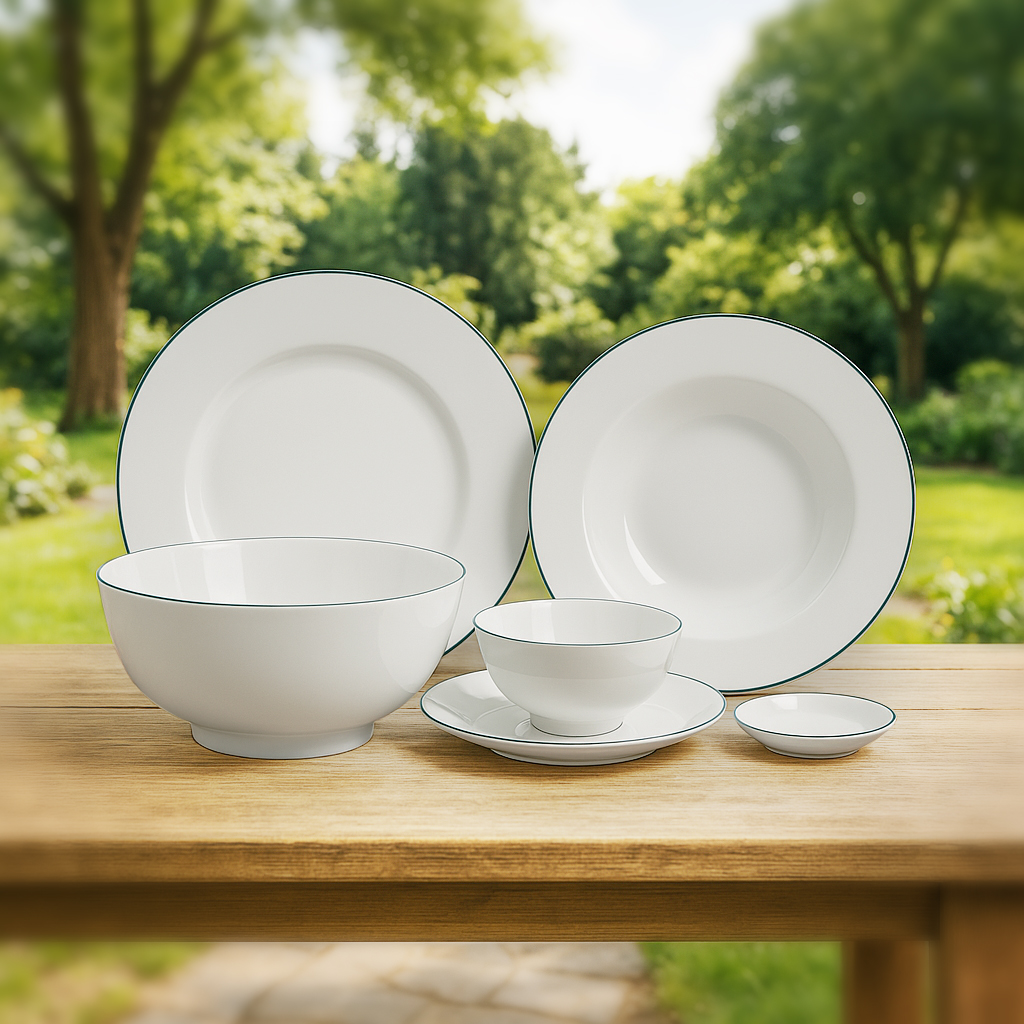 Bộ đồ ăn 22 sản phẩm - Jasmine - Chỉ Xanh Lá