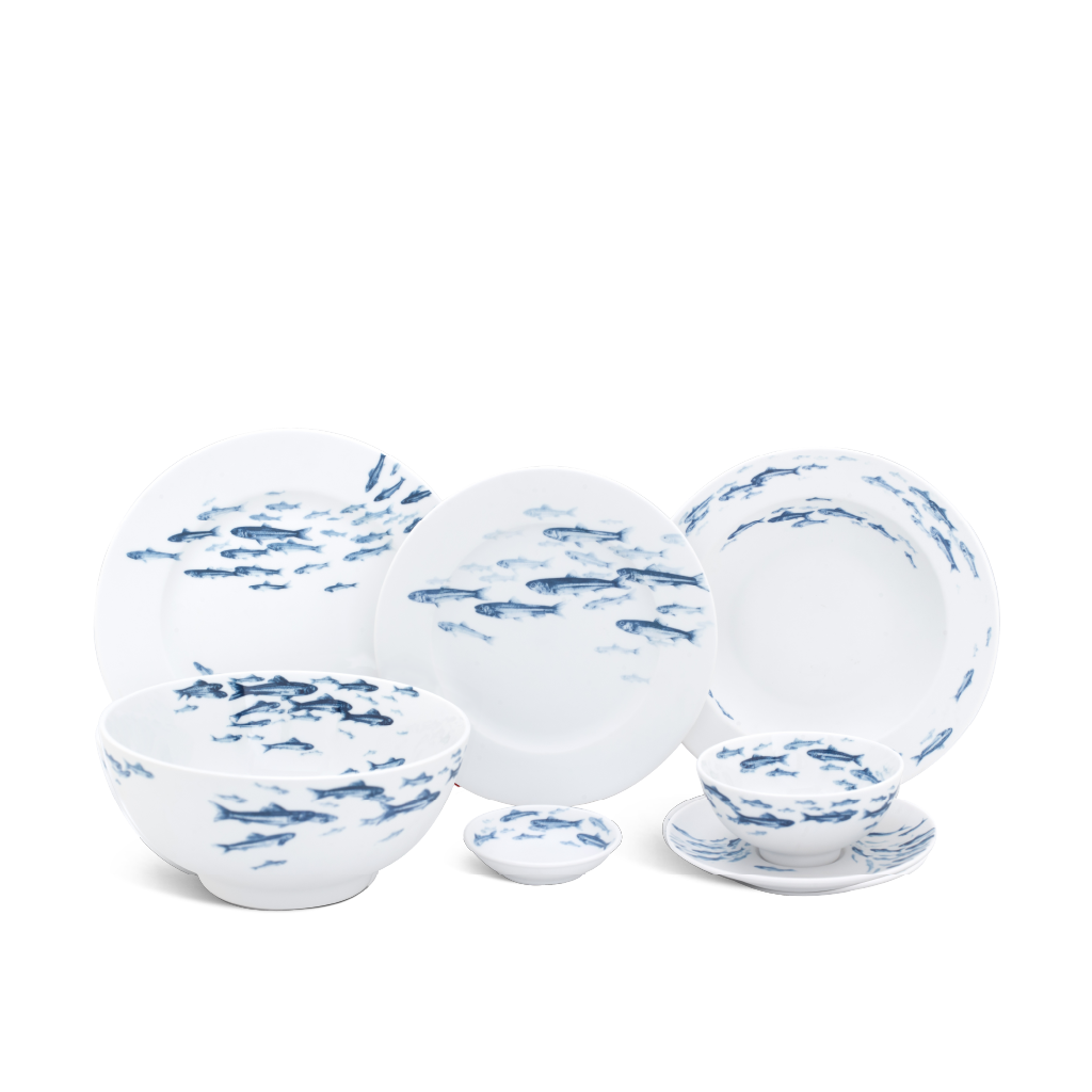 Bộ đồ ăn 23 sản phẩm - Jasmine - Cá Cơm Sương Mờ L1