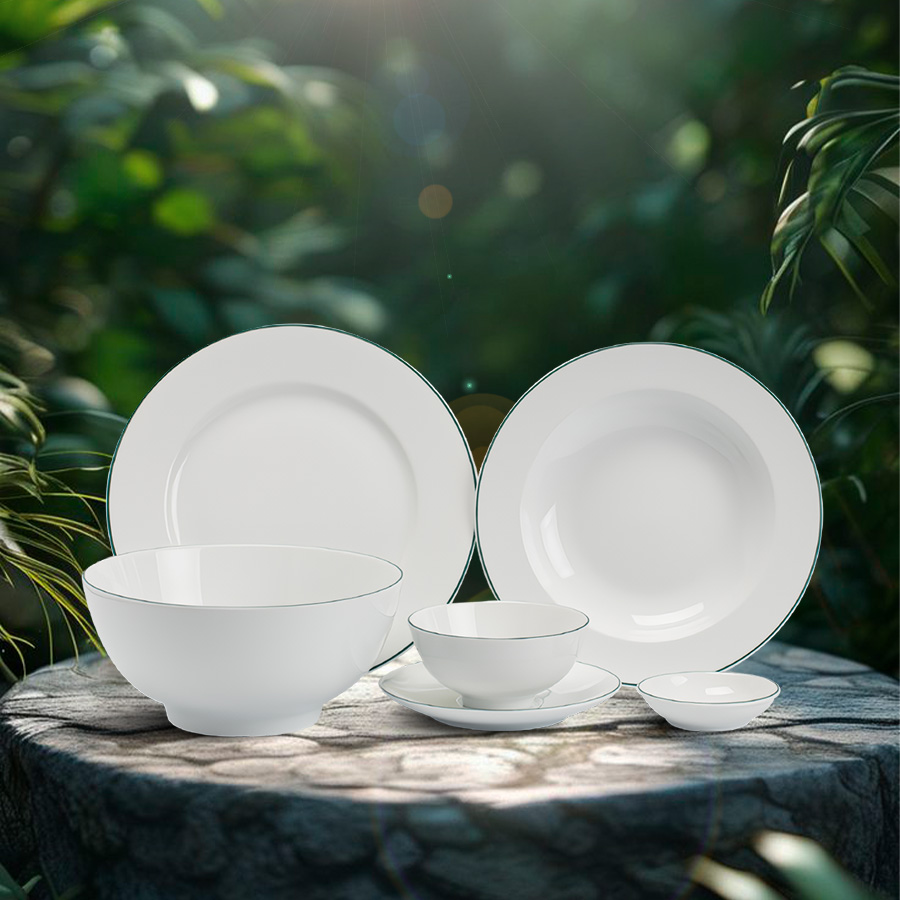 Bộ đồ ăn 36 sản phẩm - Jasmine - Chỉ Xanh Lá