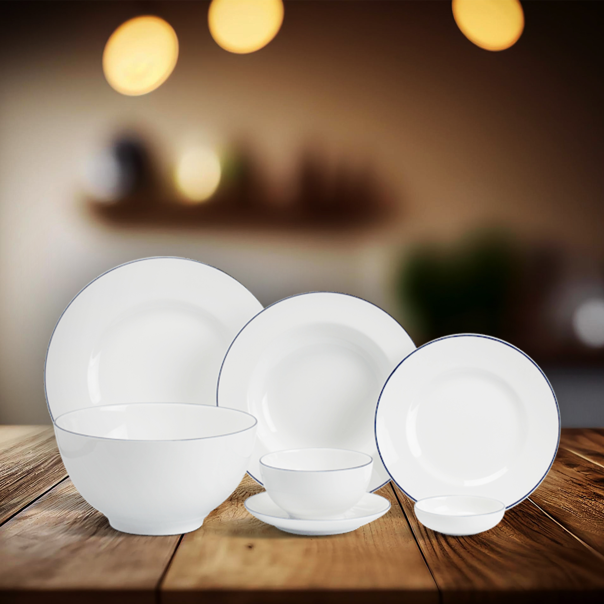 Bộ đồ ăn 6 người 25 sản phẩm - Camellia - Chỉ xanh dương