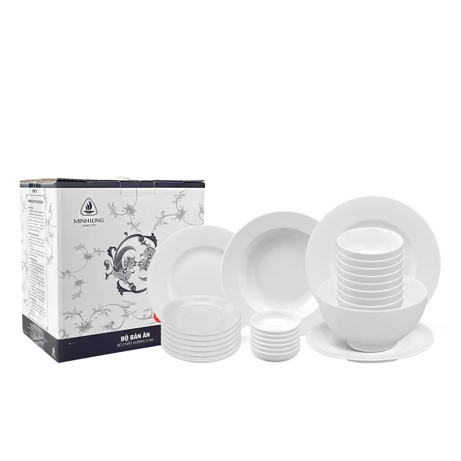 Bộ đồ ăn 6 người 25 sản phẩm - Camellia - Trắng