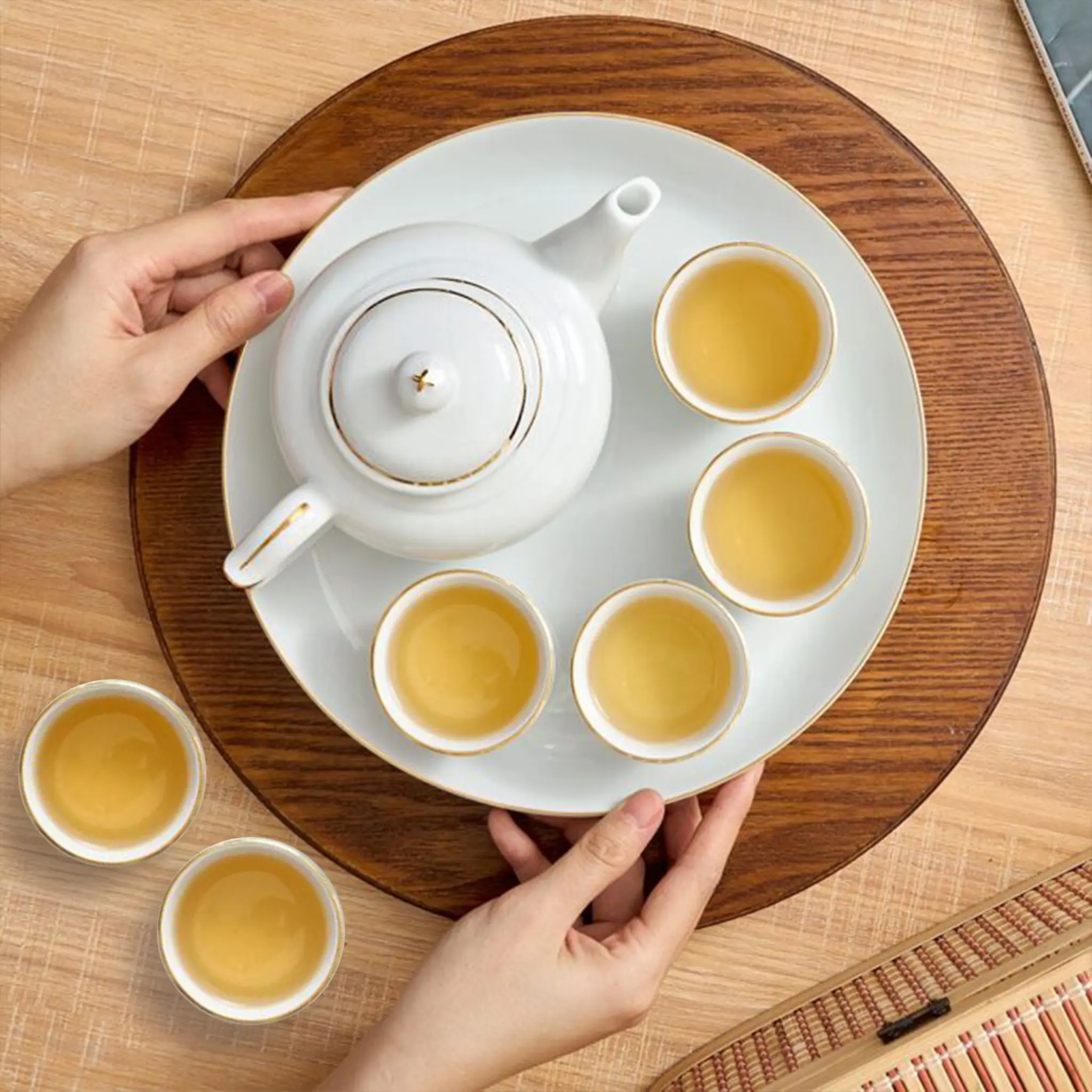 Bộ trà 0.35 L - Jasmine - Viền Chỉ Vàng