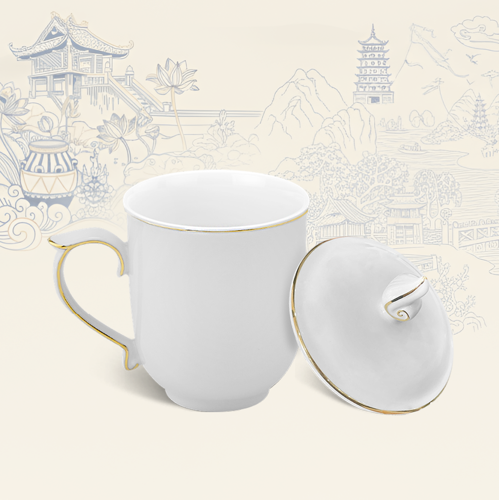 Ca trà 0.30 L - Mẫu Đơn - Chỉ Vàng