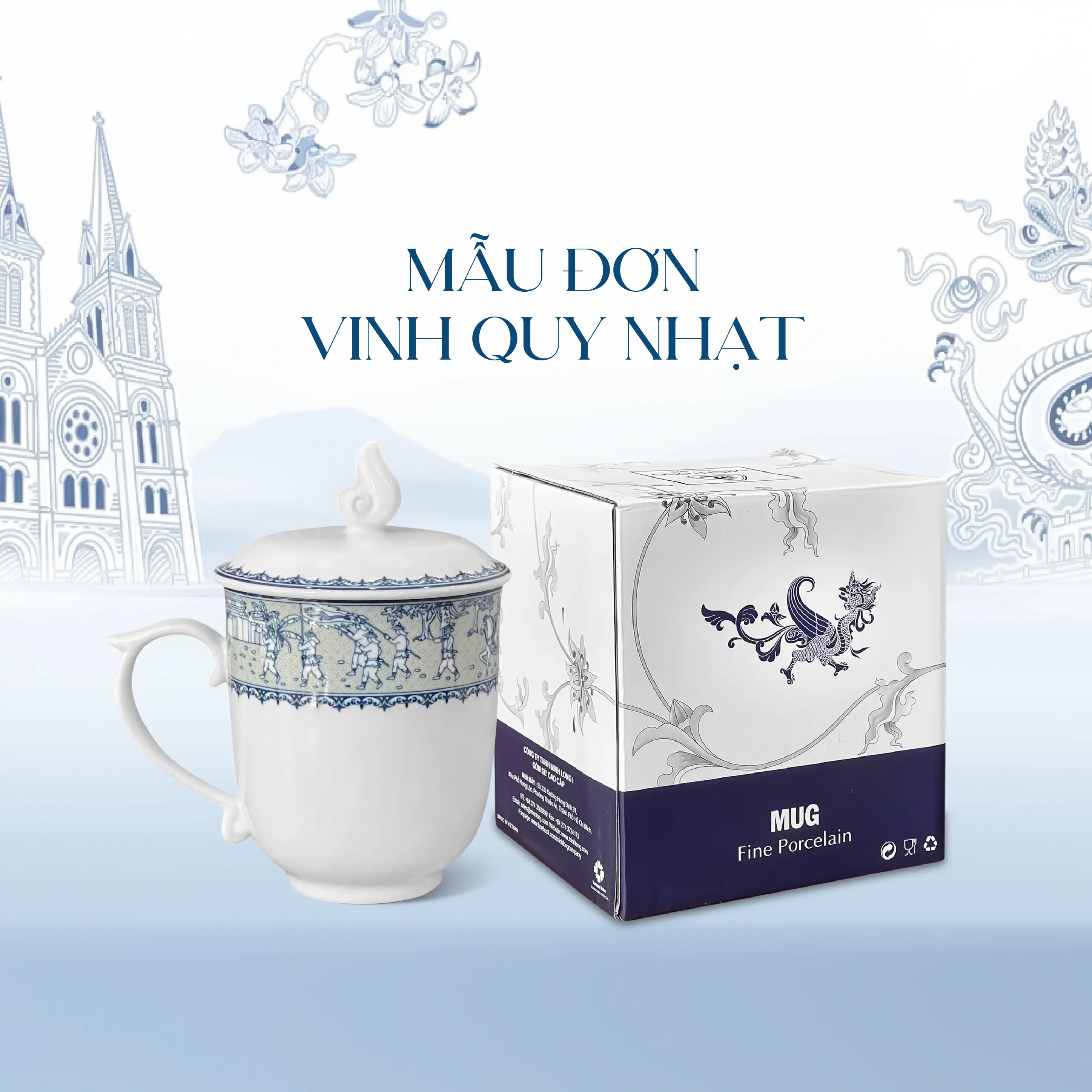 Ca Trà 0.30L + Nắp Mẫu Đơn Vinh Quy Nhạt