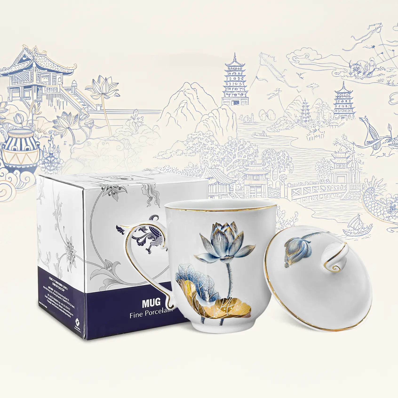 Ca trà 0.30 L - Mẫu Đơn - Tịnh Tâm Vàng