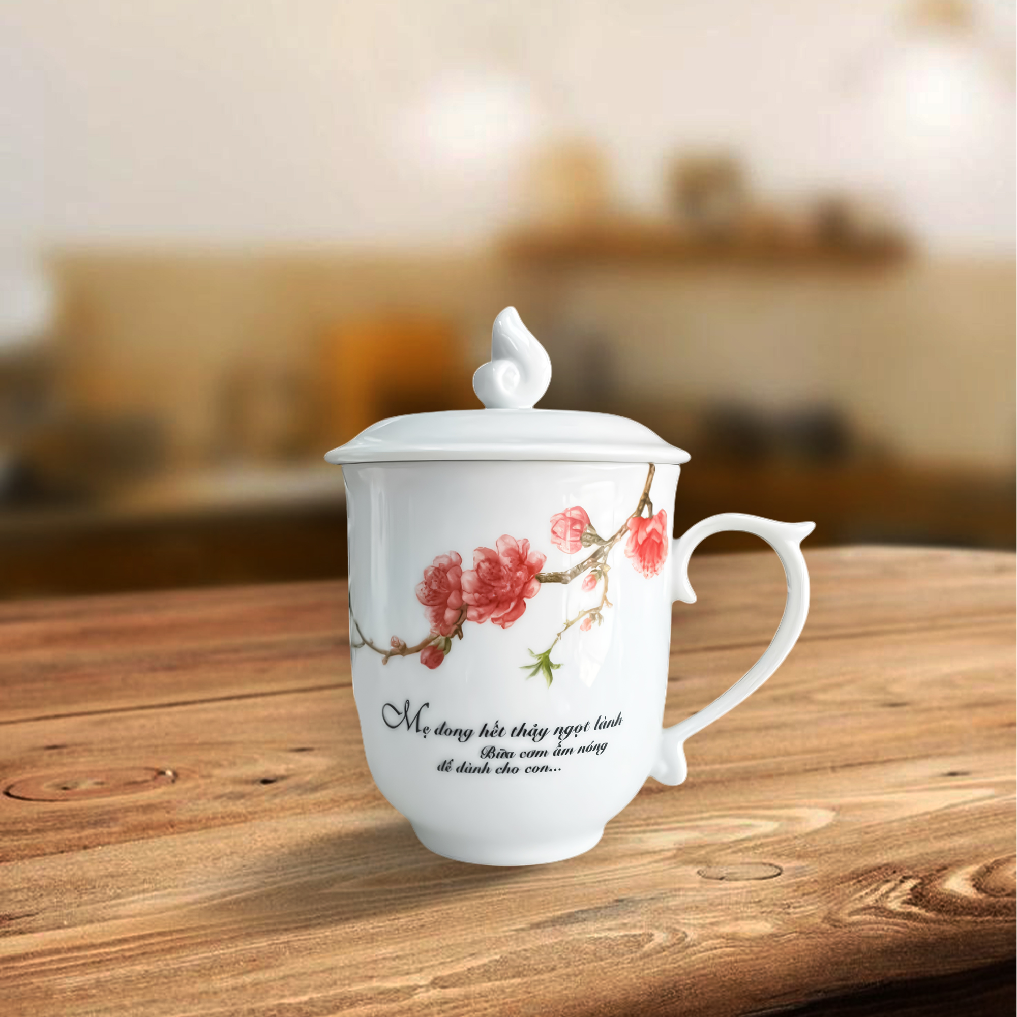 Ca trà 0.30 L + nắp (hoa) MAU DON Đào & LC3