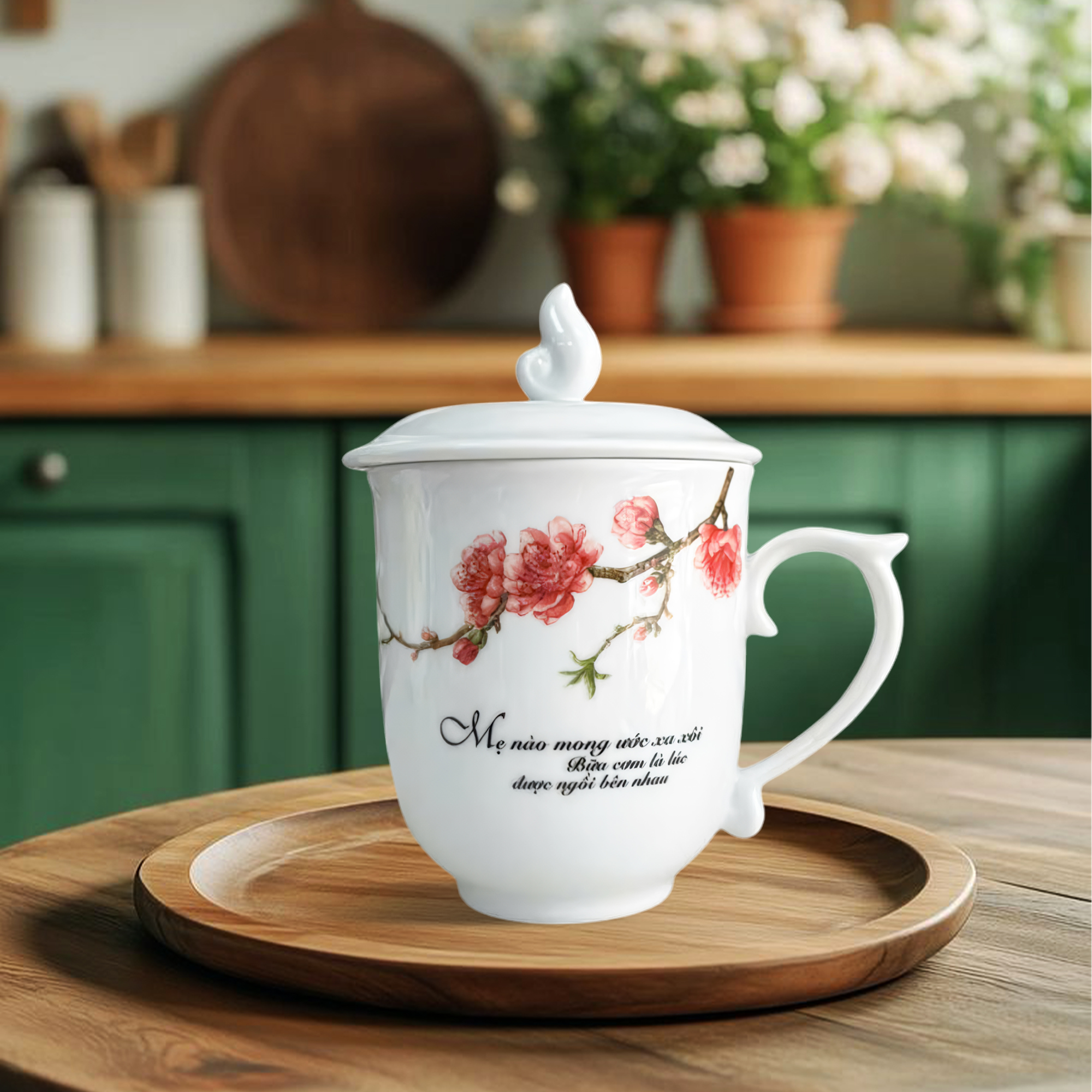 Ca trà 0.30 L + nắp (hoa) MAUDON Đào & LC4