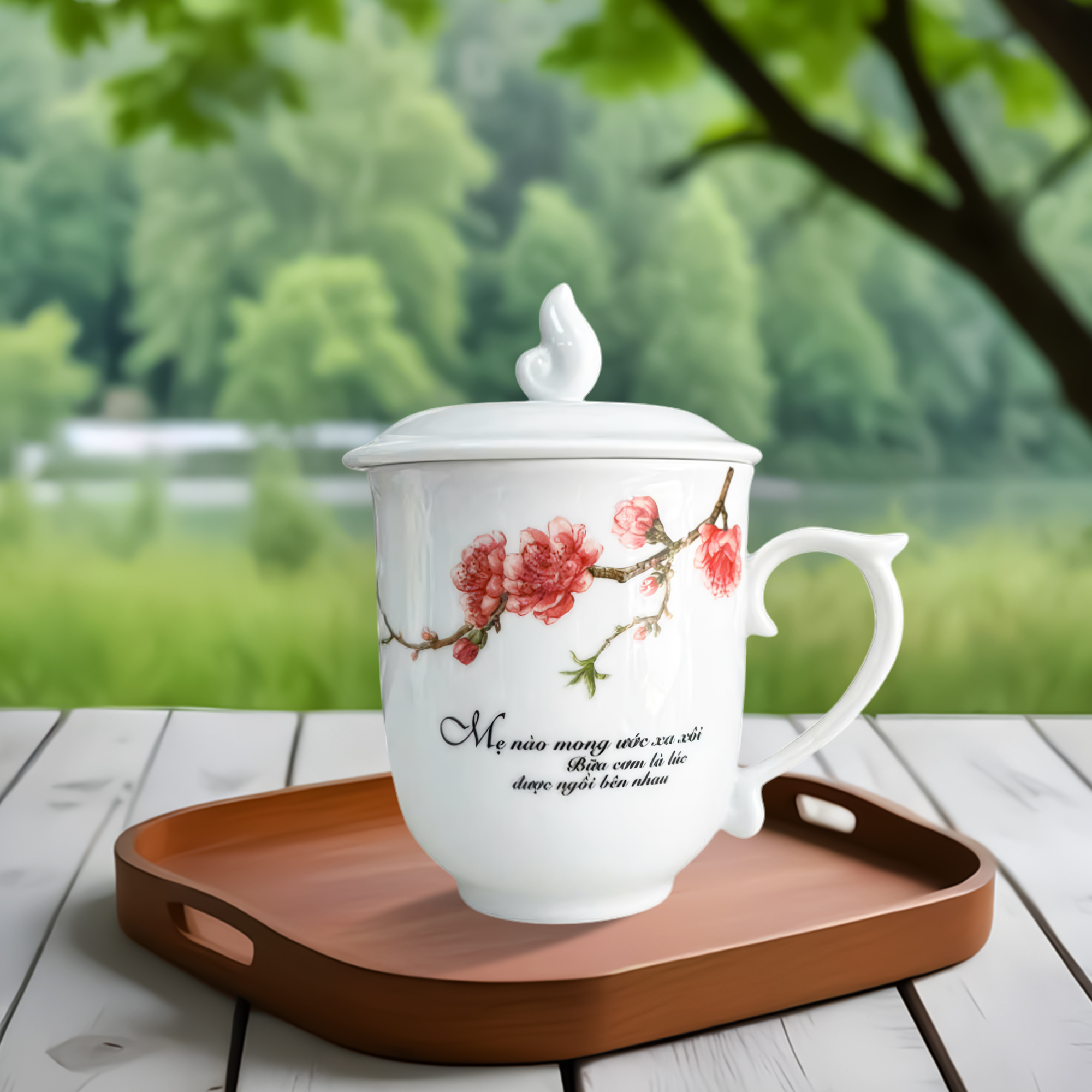 Ca trà 0.30 L + nắp (hoa) MAUDON Đào & LC4