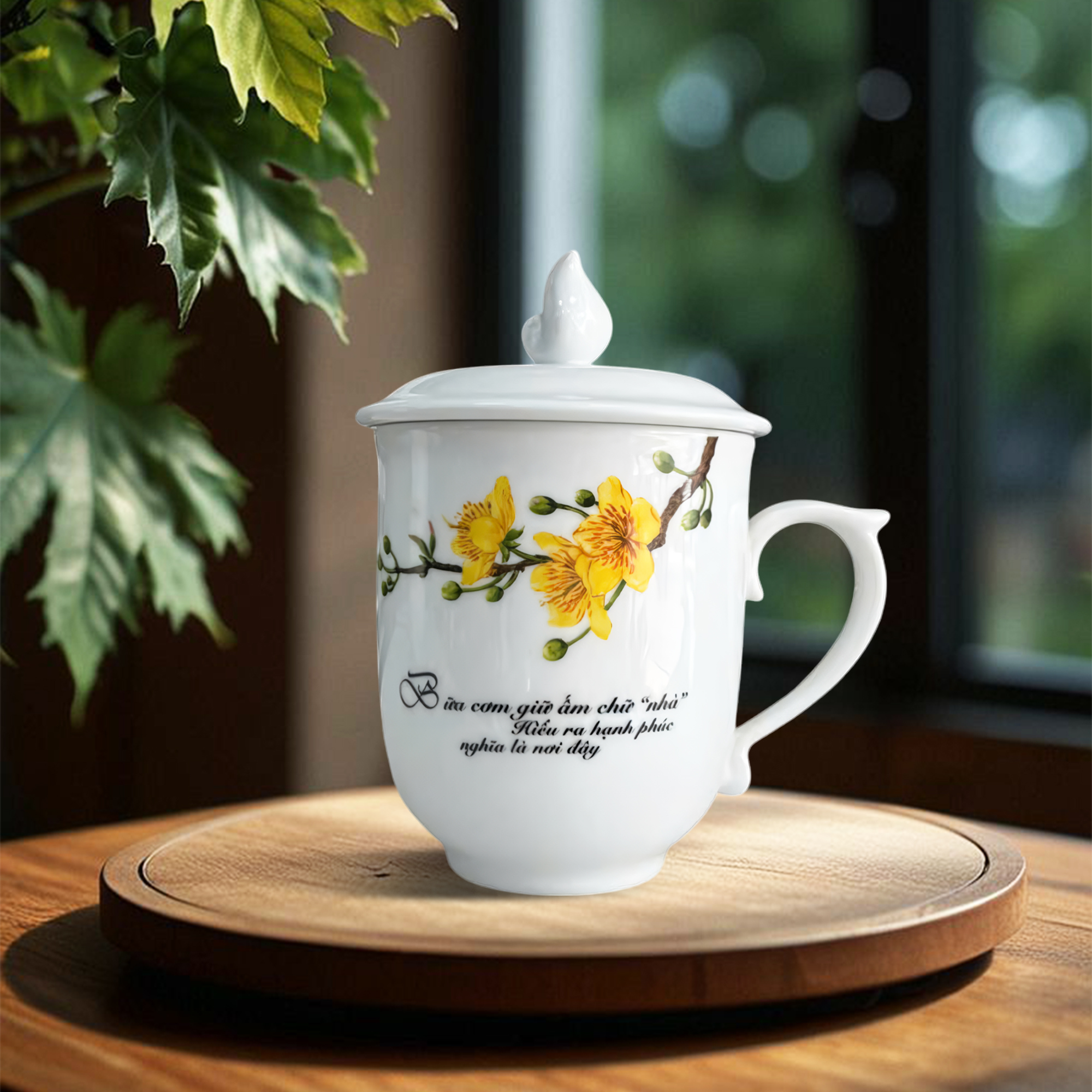 Ca trà 0.30 L + nắp (hoa) MAU DON Mai & LC1