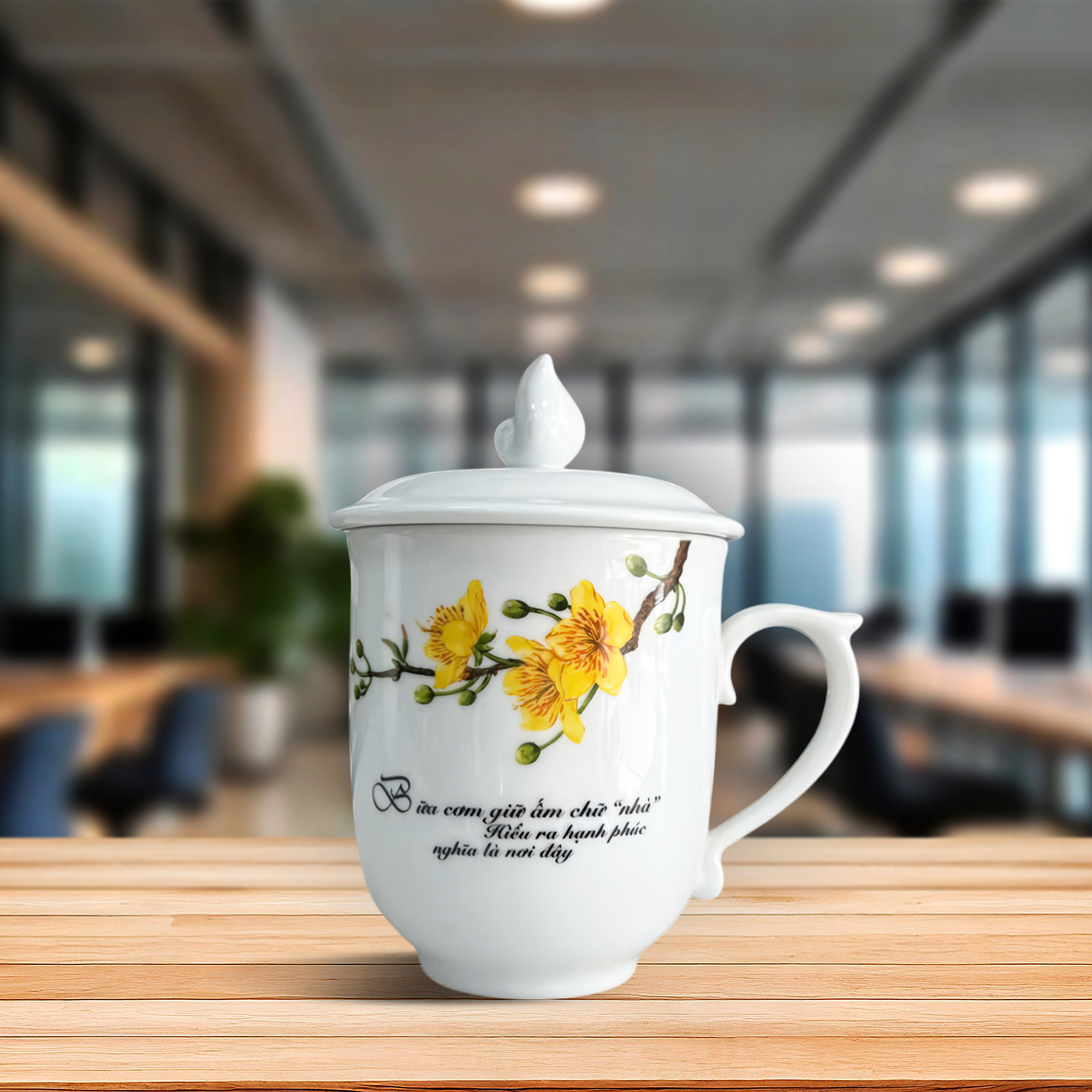 Ca trà 0.30 L + nắp (hoa) MAU DON Mai & LC1