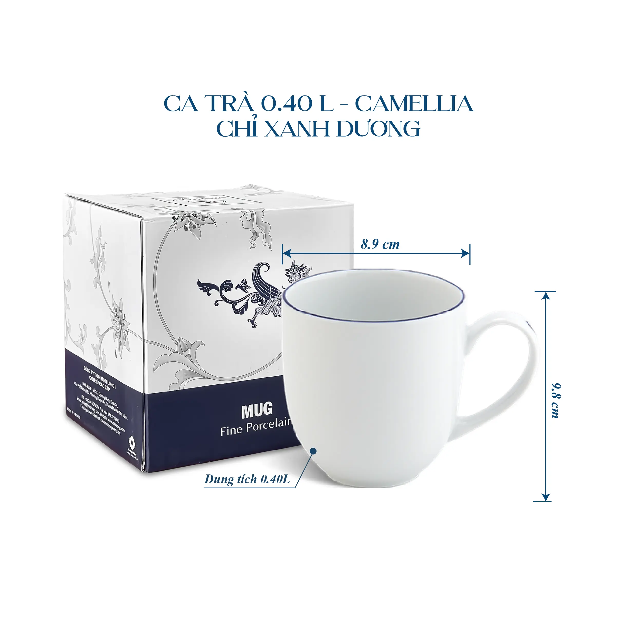 Ca trà 0.40 L - Camellia - Chỉ Xanh Dương