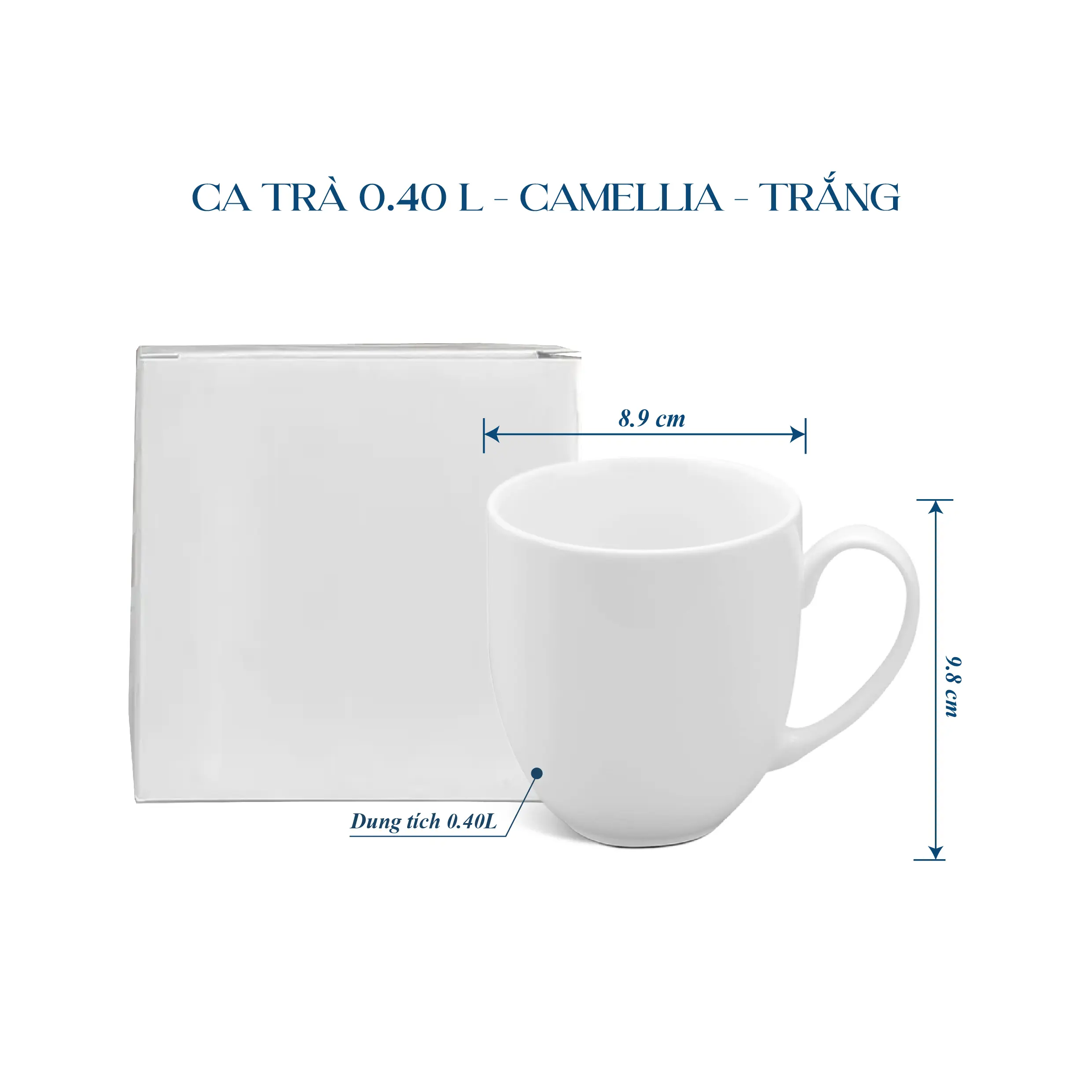 Ca trà 0.40 L - Camellia - Trắng