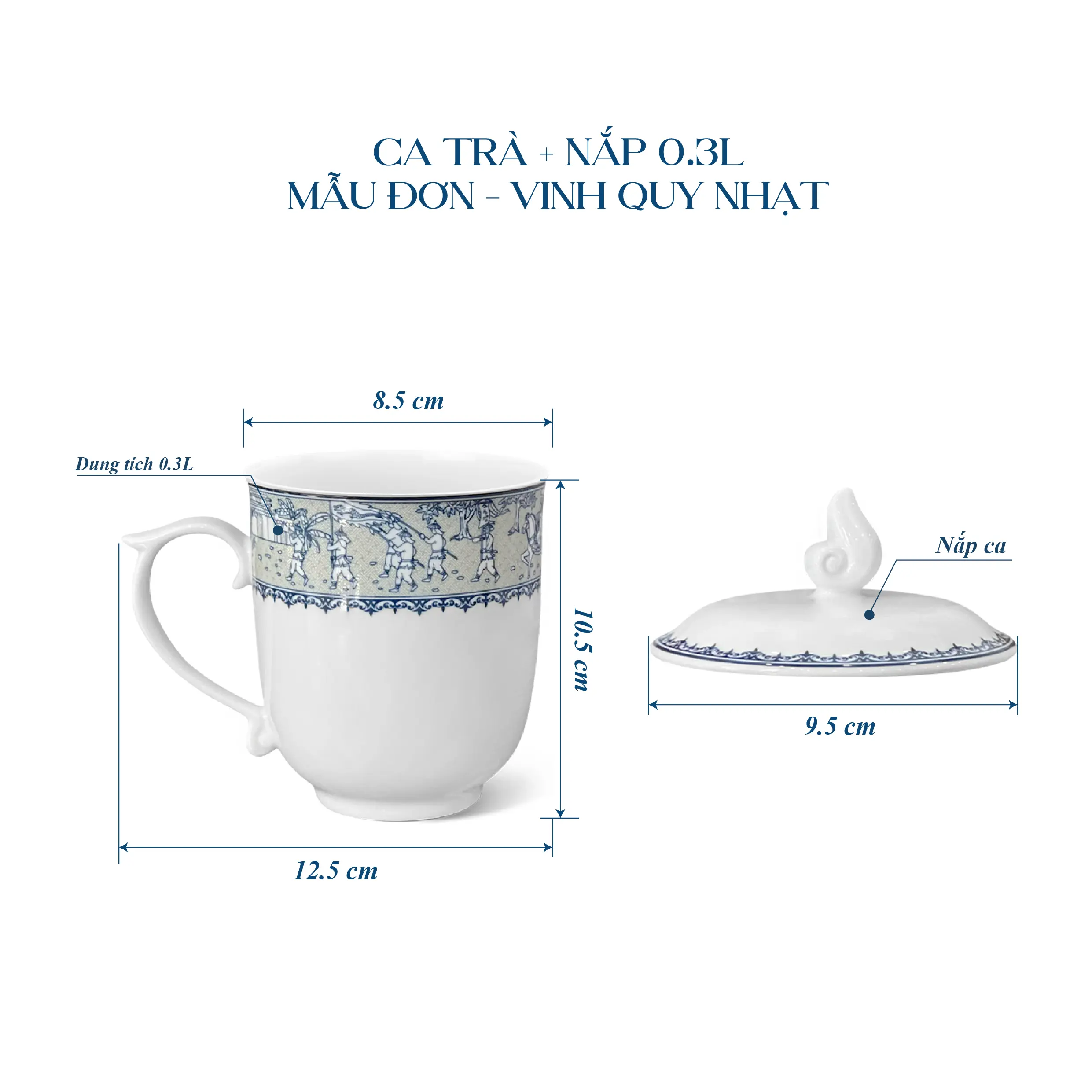 Ca Trà 0.30L + Nắp Mẫu Đơn Vinh Quy Nhạt