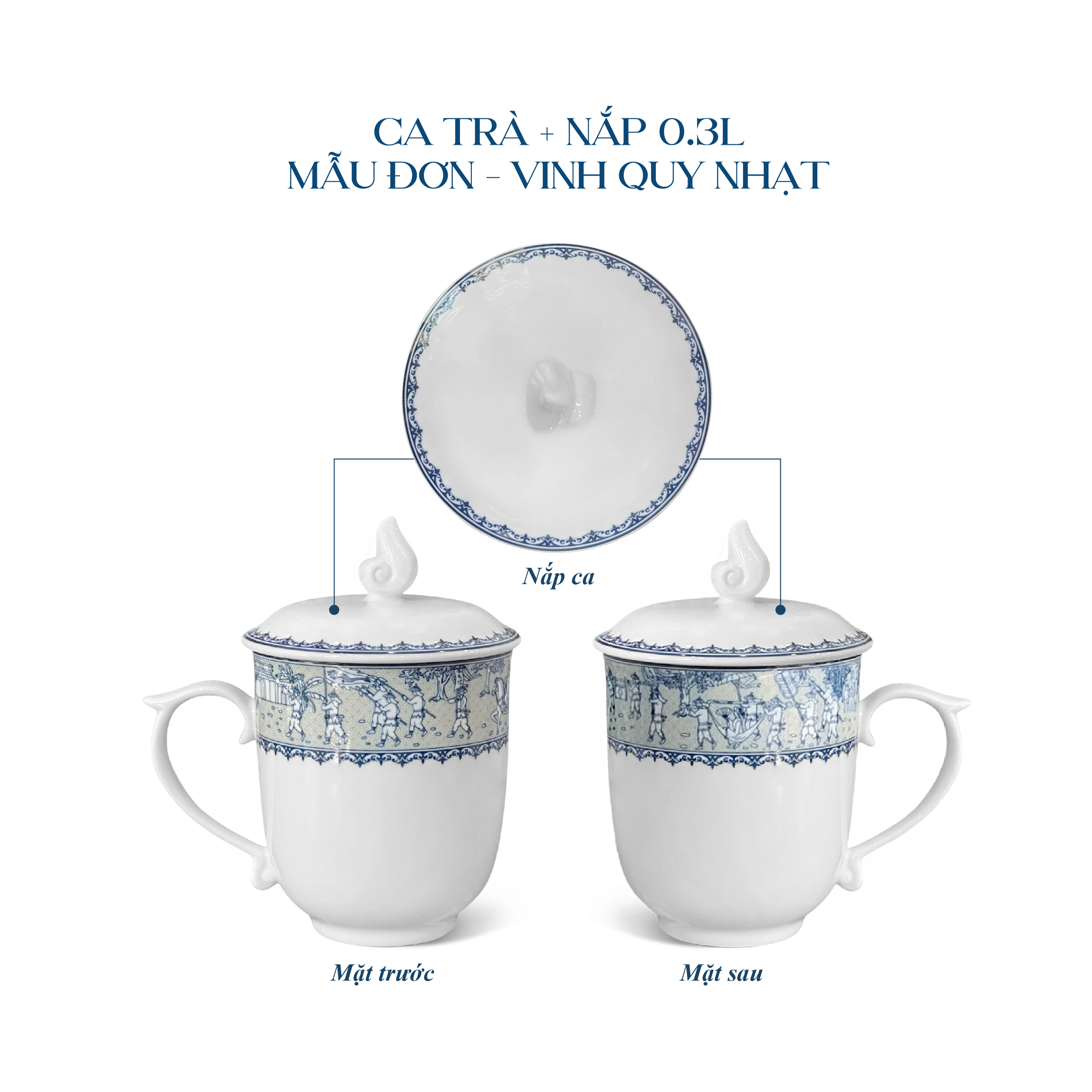 Ca Trà 0.30L + Nắp Mẫu Đơn Vinh Quy Nhạt