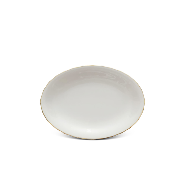 Dĩa Oval 32cm - Mẫu Đơn IFP - Chỉ Vàng