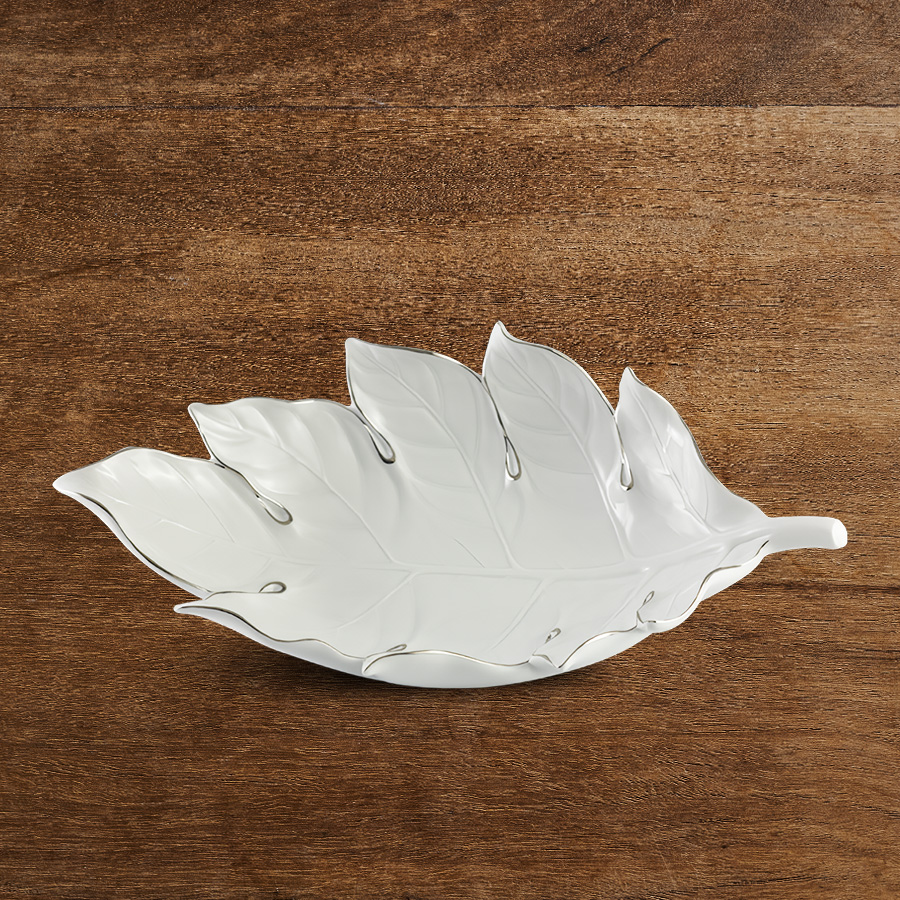 Dĩa trái cây Lá Sake 42.5 cm (Chỉ Bạch Kim)