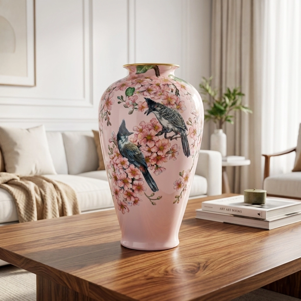 Bình hoa 40 cm - Bằng Lăng Tím & Chim