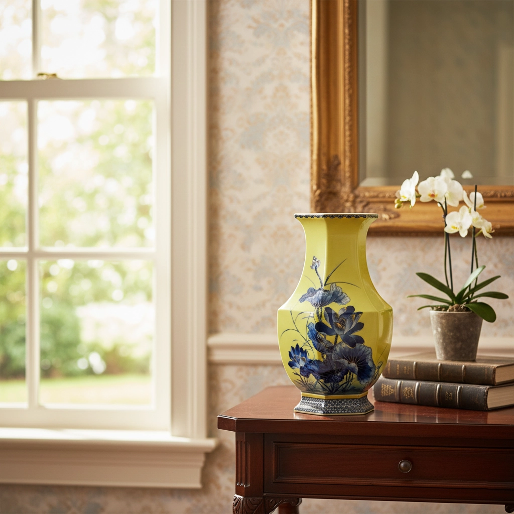 Bình hoa Lộc Phát 28 cm - Bình Hoa - Sen vàng nền vàng