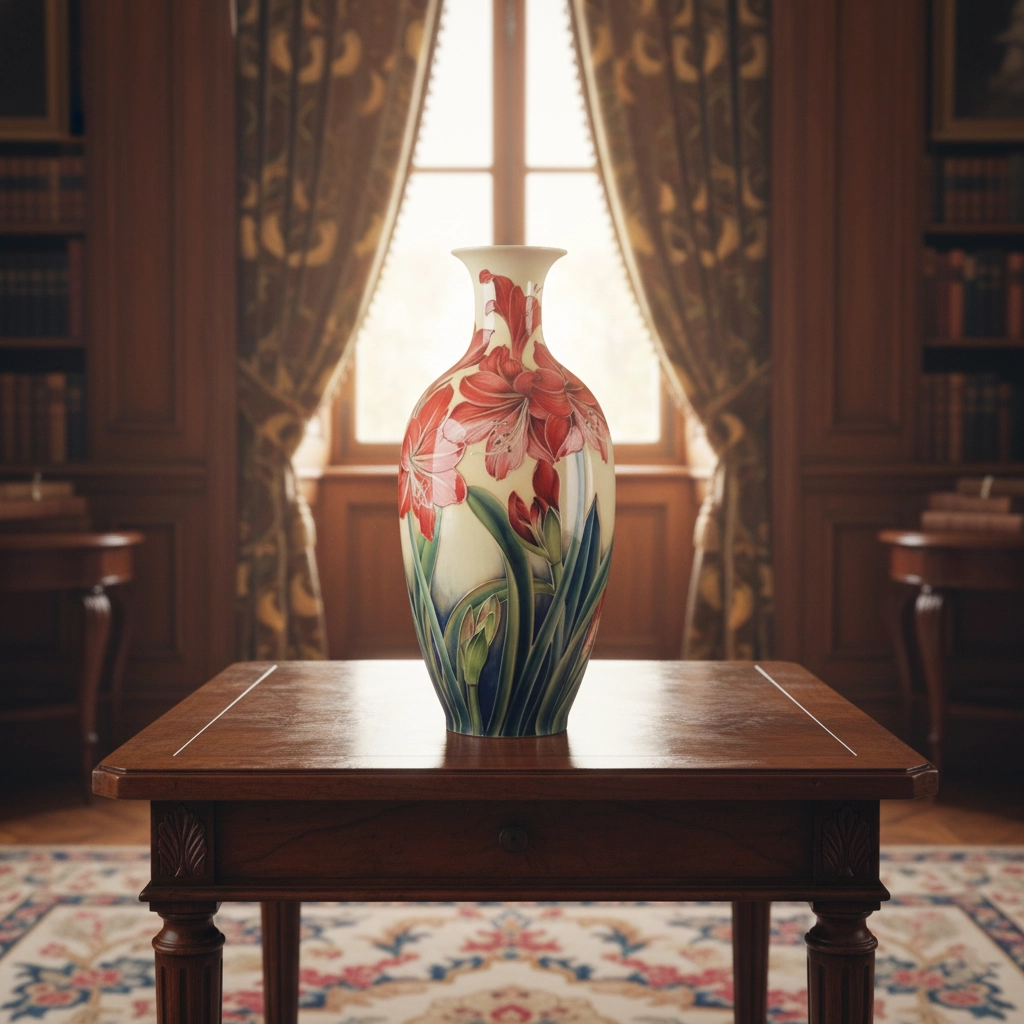 Bình hoa 42 cm - Huệ Đỏ - Bình Hoa - Vẽ Tay