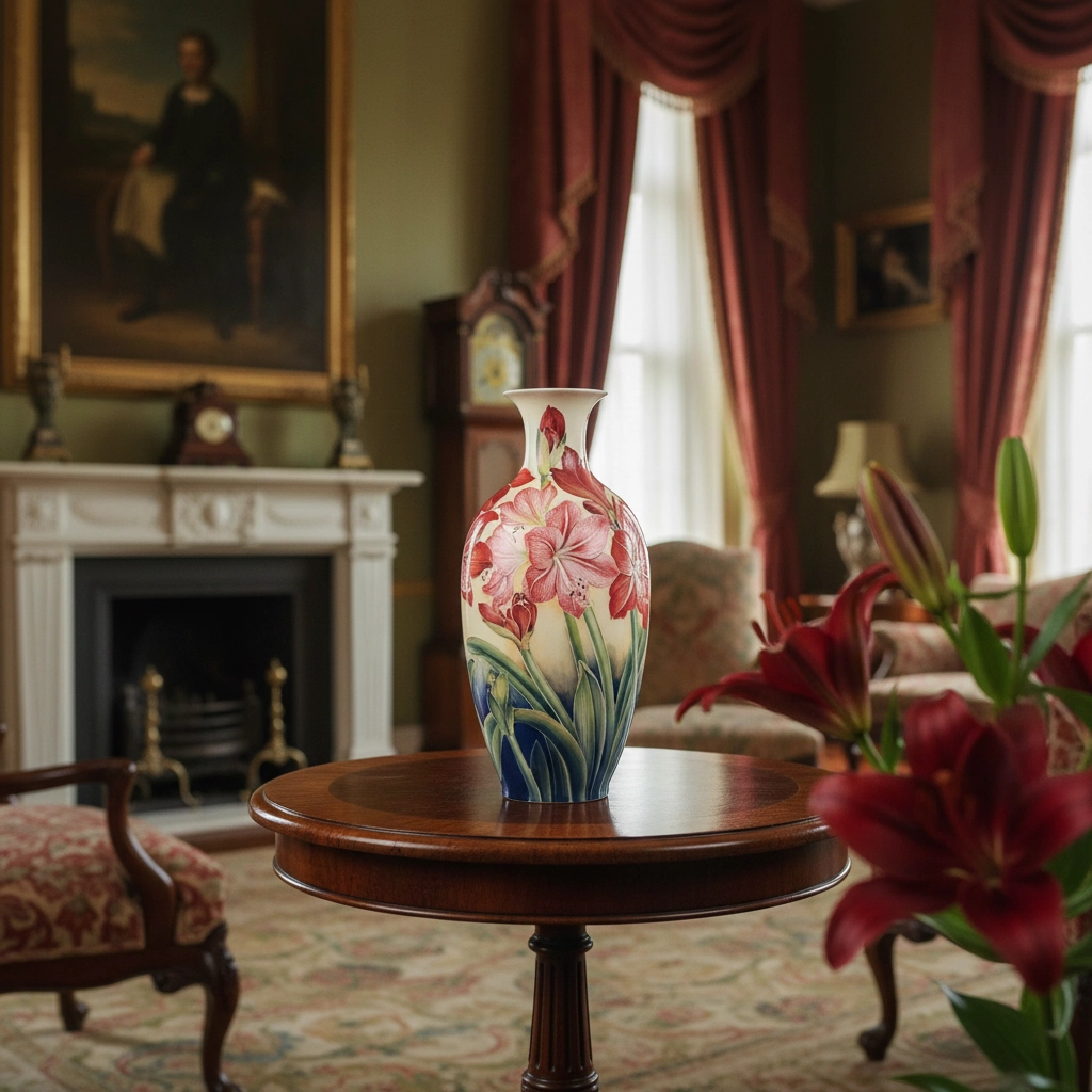 Bình hoa 42 cm - Huệ Đỏ - Bình Hoa - Vẽ Tay