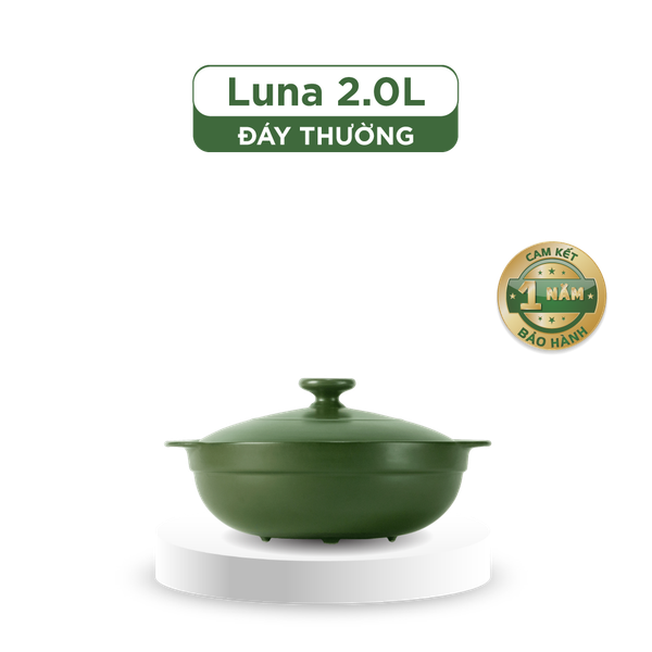 Nồi dưỡng sinh Luna (Nồi cạn) 2.0 L + nắp (CK) - Màu Xanh Rêu 2