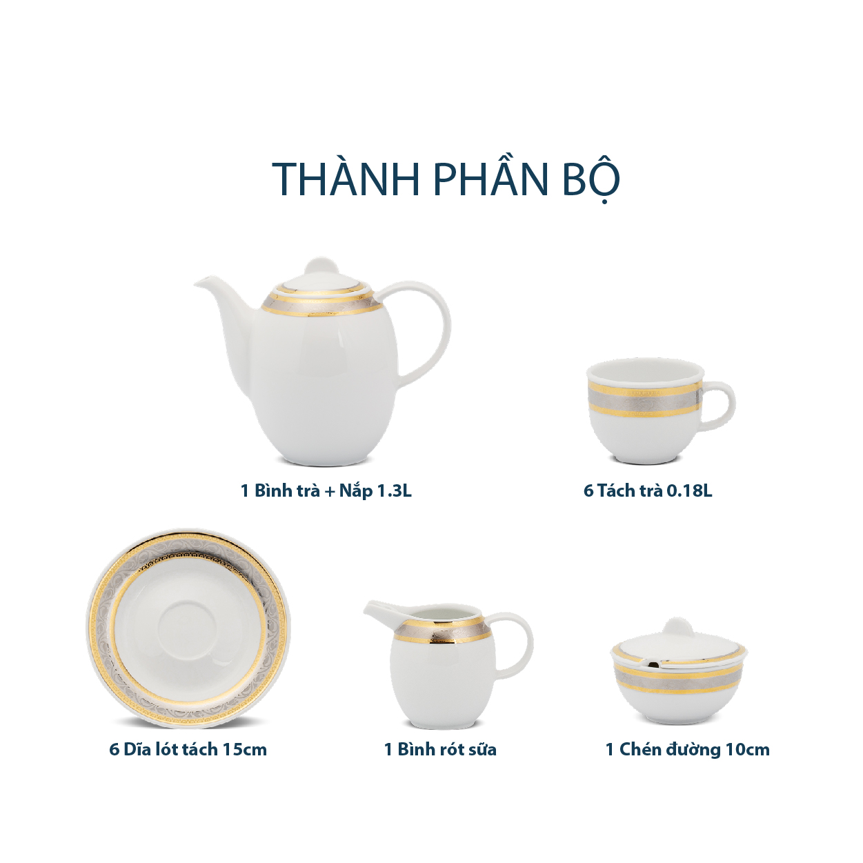 Bộ trà cao 1.3 L - Sago - Hoa Hồng