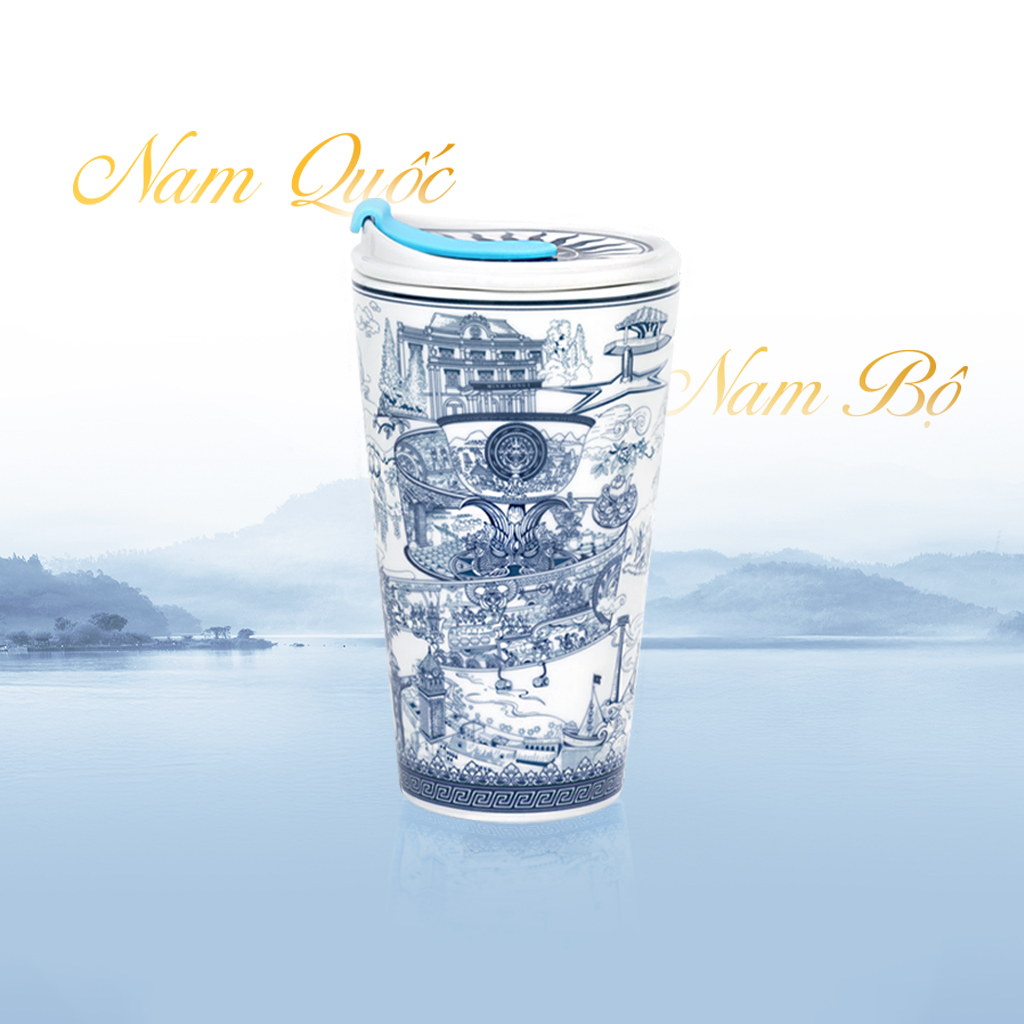 Ly sứ dưỡng sinh 0.48 L (K1) + nắp ống hút - Dưỡng Sinh - Nam Quốc - Nam Bộ