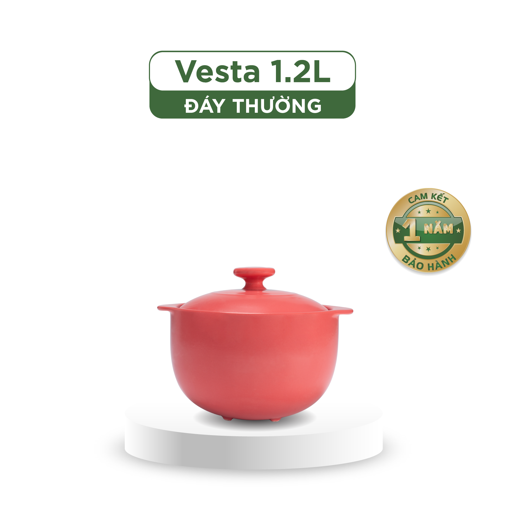 Nồi dưỡng sinh Vesta 1.2 L + nắp (CK) - Healthy Cook - Màu Đỏ 2