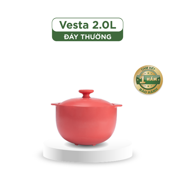 Nồi dưỡng sinh Vesta 1.2 L - 2.0 L - 3.0 L + nắp (CK) - Healthy Cook - Màu Đỏ 2