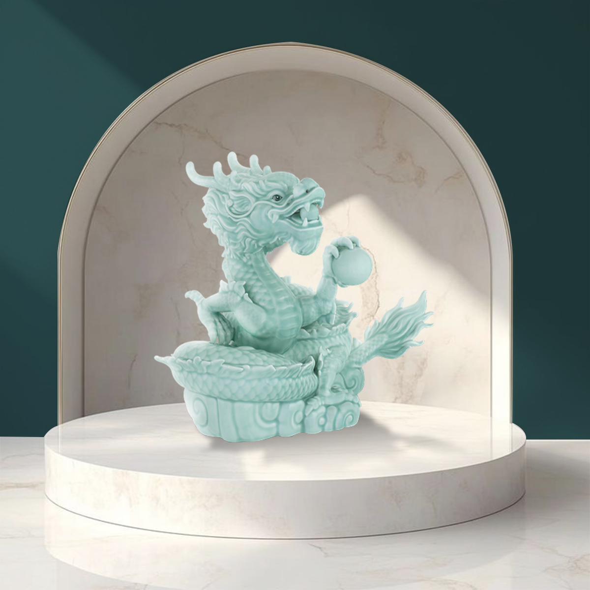 Rồng Xanh (Thuần Ngọc) 23.9 cm - Men Ngọc (bóng)