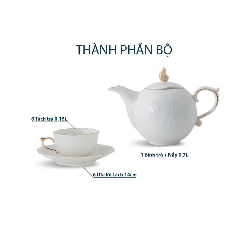 Bộ trà 0.7 L - Sen IFP - Chỉ Vàng