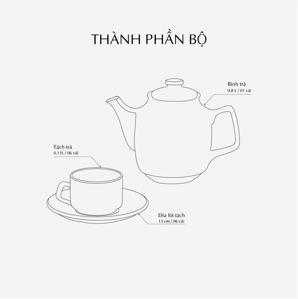 Bộ trà 0.8 L - Hoàng Cung - Hoàng Liên