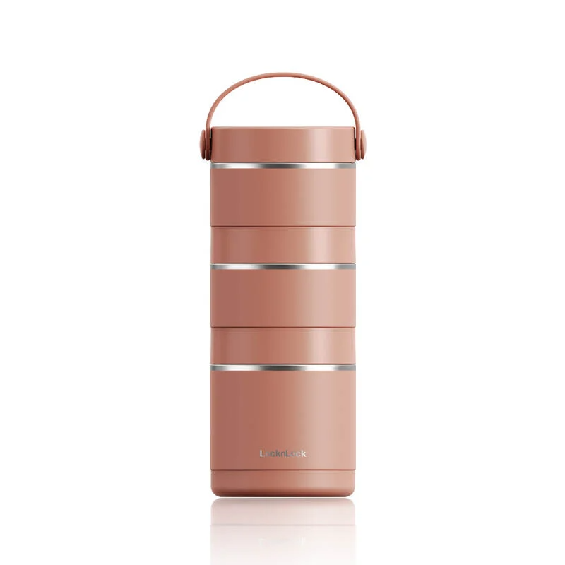 Bộ hộp cơm giữ nhiệt LocknLock Tower Vacuum Lunch Box (380MLx2, 400MLx1) - 3 màu (Be, Nâu, Xanh Lá Đậm) - LHC8058