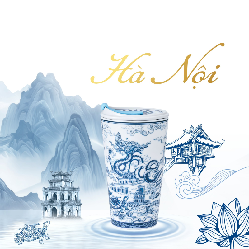 Ly sứ dưỡng sinh 0.48 L (K1) + nắp ống hút - Dưỡng Sinh - Nam Quốc - Hà Nội