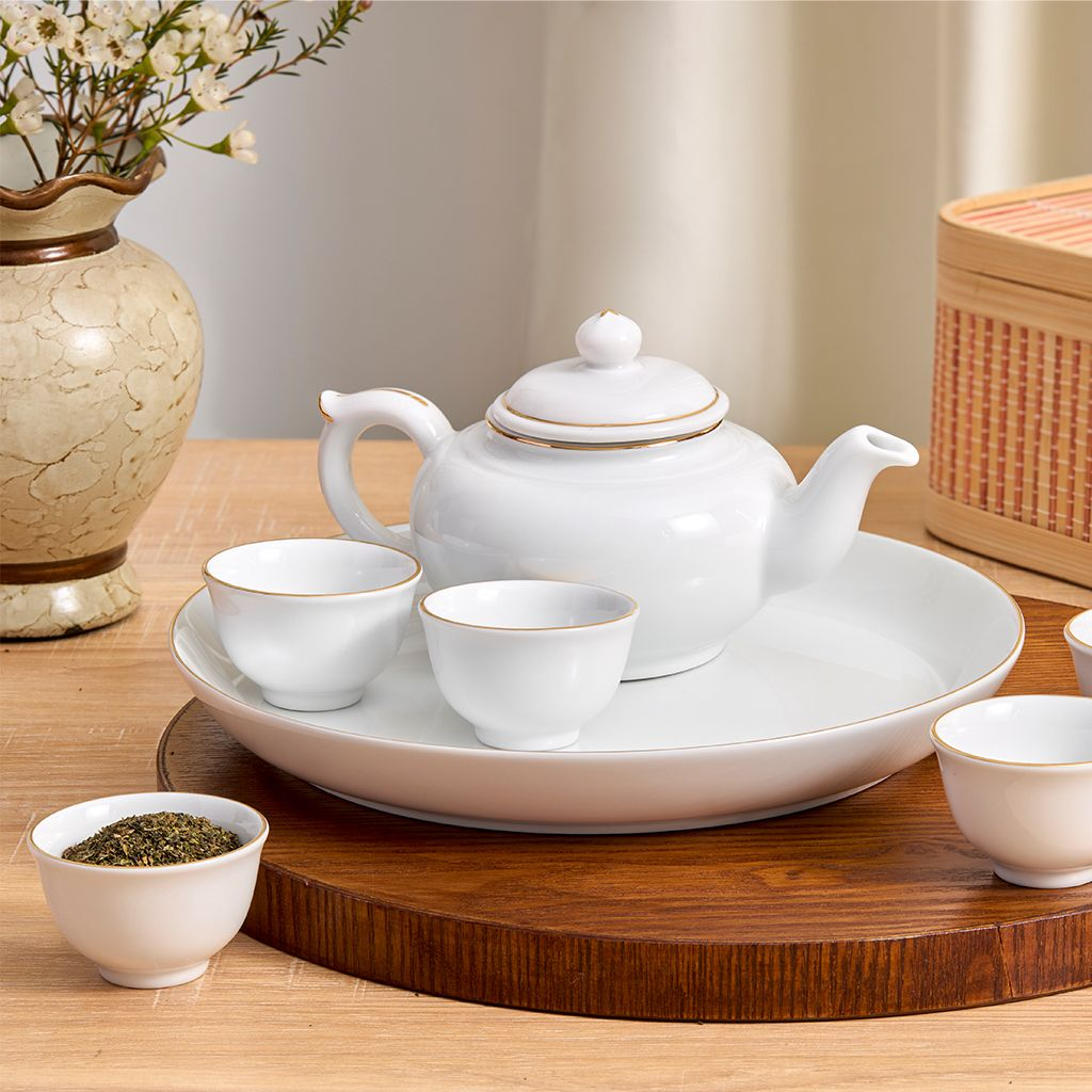 Bộ trà 0.35 L - Jasmine - Viền Chỉ Vàng