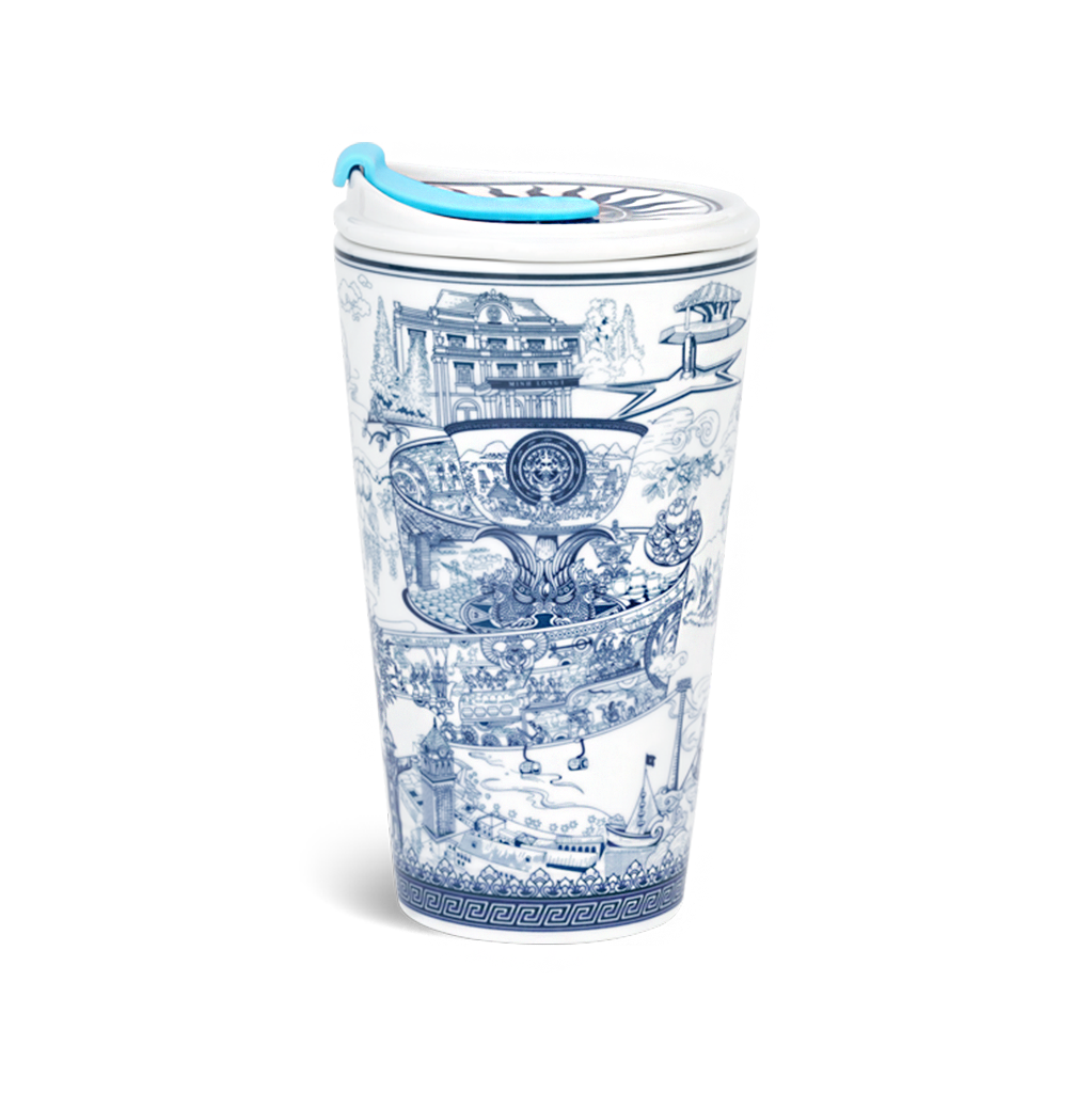 Ly sứ dưỡng sinh 0.48 L (K1) + nắp ống hút - Dưỡng Sinh - Nam Quốc - Nam Bộ