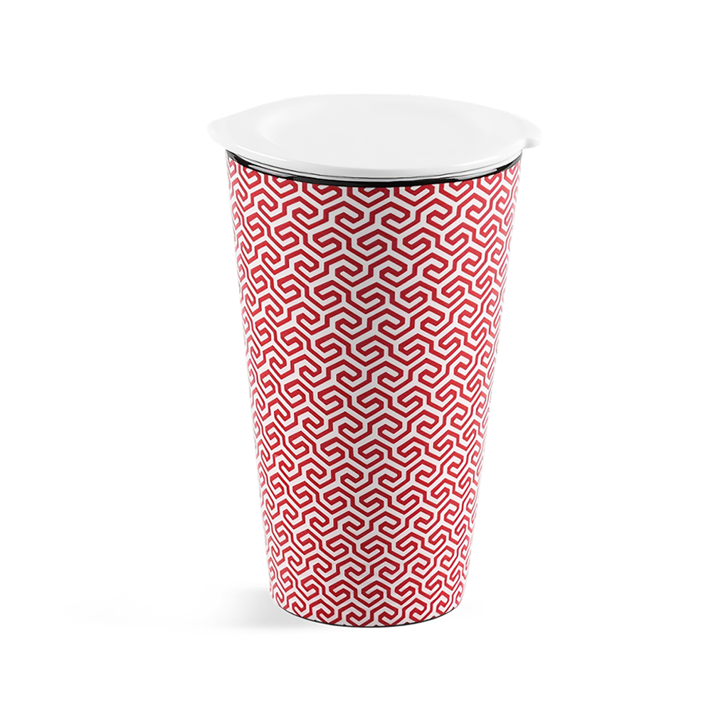 Ly sứ dưỡng sinh 0.48 L (K1) + nắp DUONGSINH Red Karakusa (LTF)