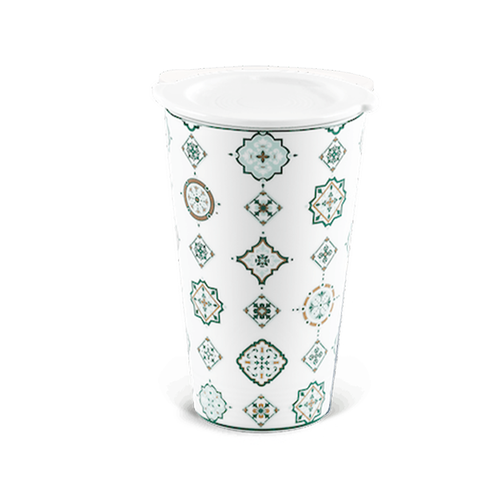 Ly sứ dưỡng sinh 0.48 L (K1) + nắp Dưỡng sinh Vintage (LTN)