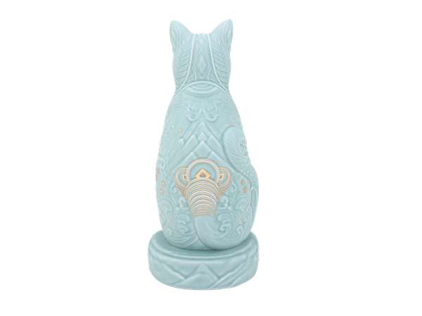 Tượng Mèo Ngũ Phúc 31.1 cm - Men Ngọc Sương Mờ