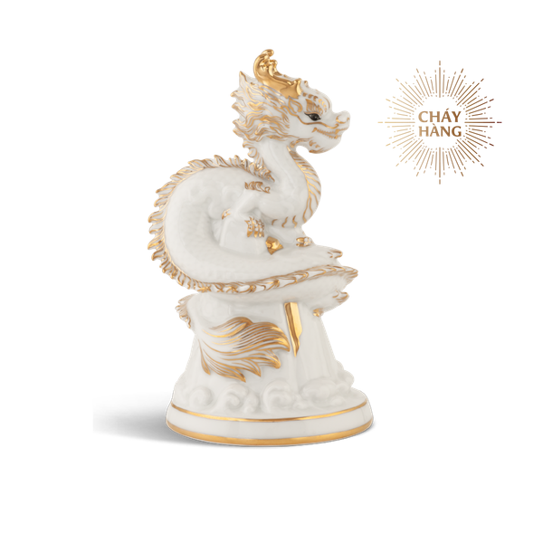 Tượng rồng Long Phù Đại Khánh 13.5 cm - Màu Trắng