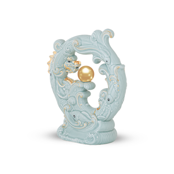 Tượng rồng Khải Đức 23.9 cm - Men Ngọc (bóng)