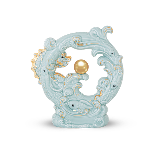 Tượng rồng Khải Đức 23.9 cm - Men Ngọc (bóng)