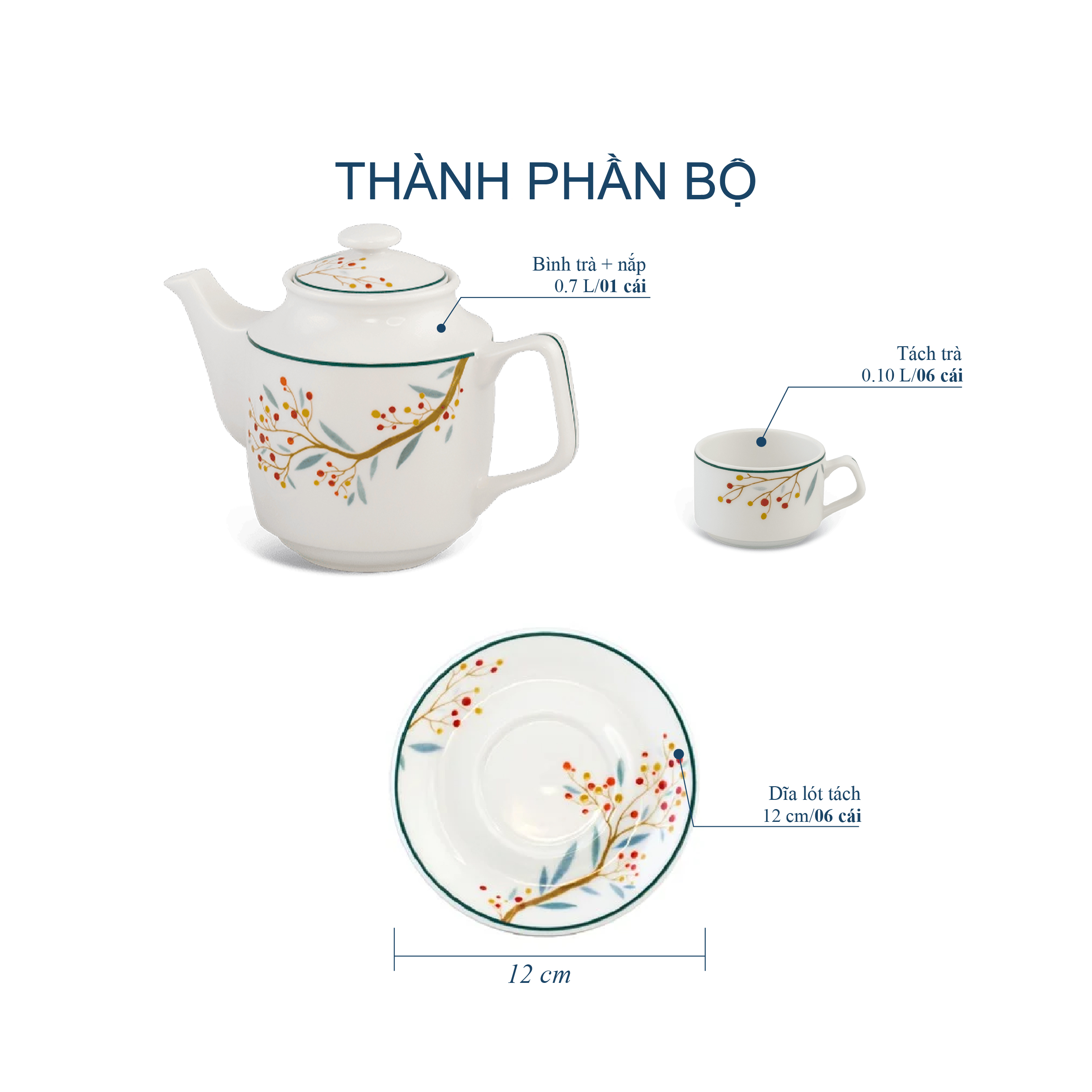 Bộ trà 0.7 L - Jasmine - Quả Đầu Mùa