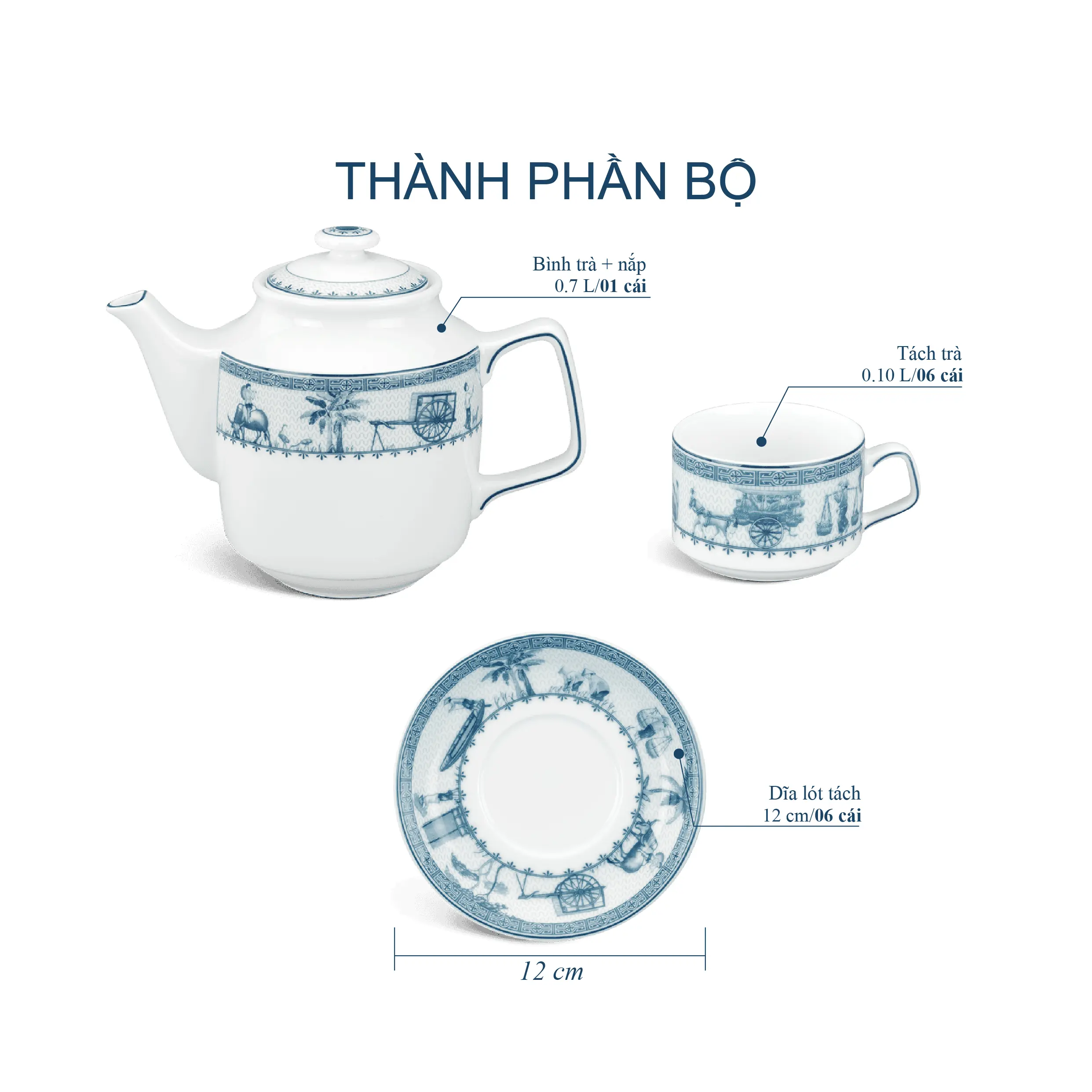 Bộ Trà 0.7L - Jasmine - Thôn Dã