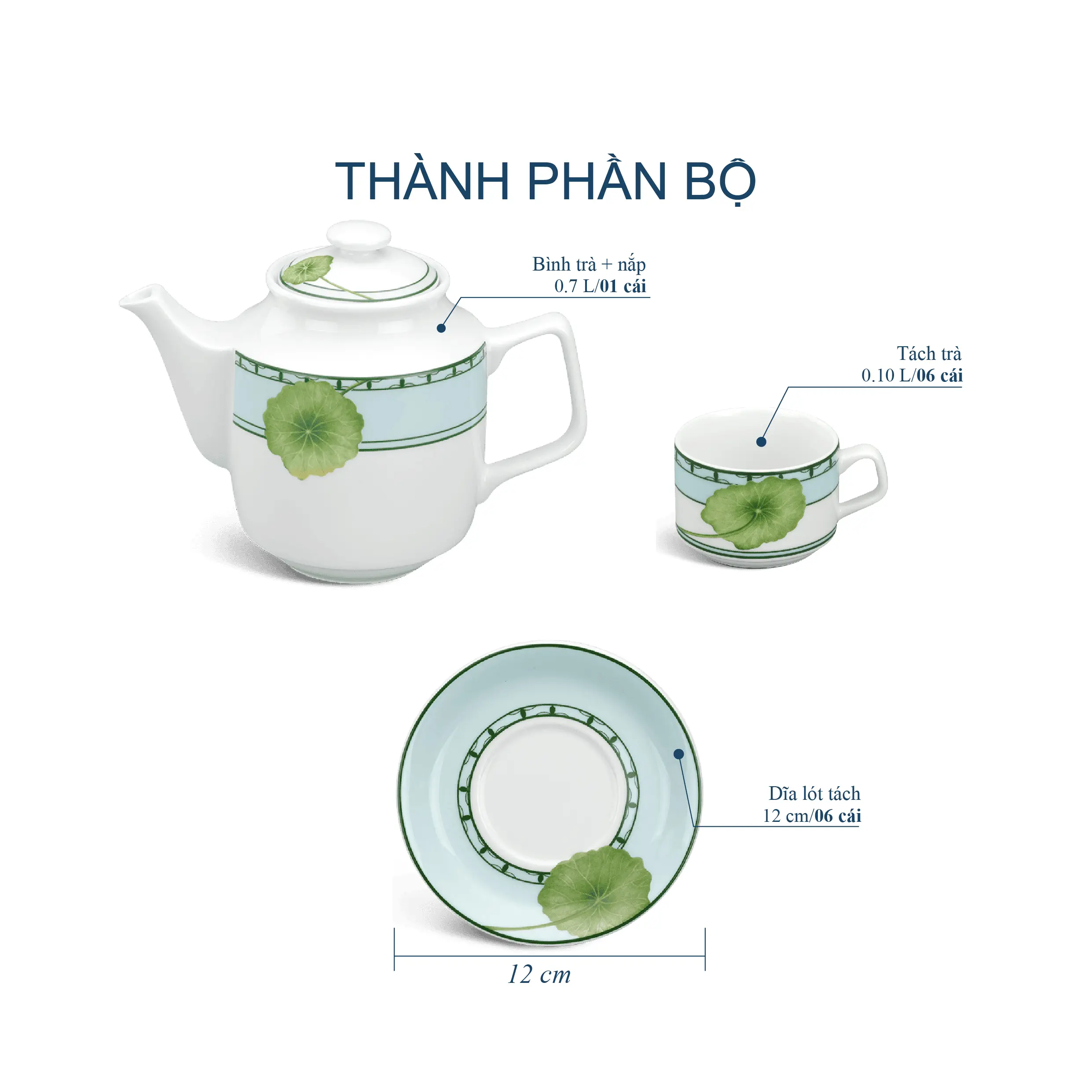 Bộ trà 0.7L - Jasmine - Tích Tuyết Thảo
