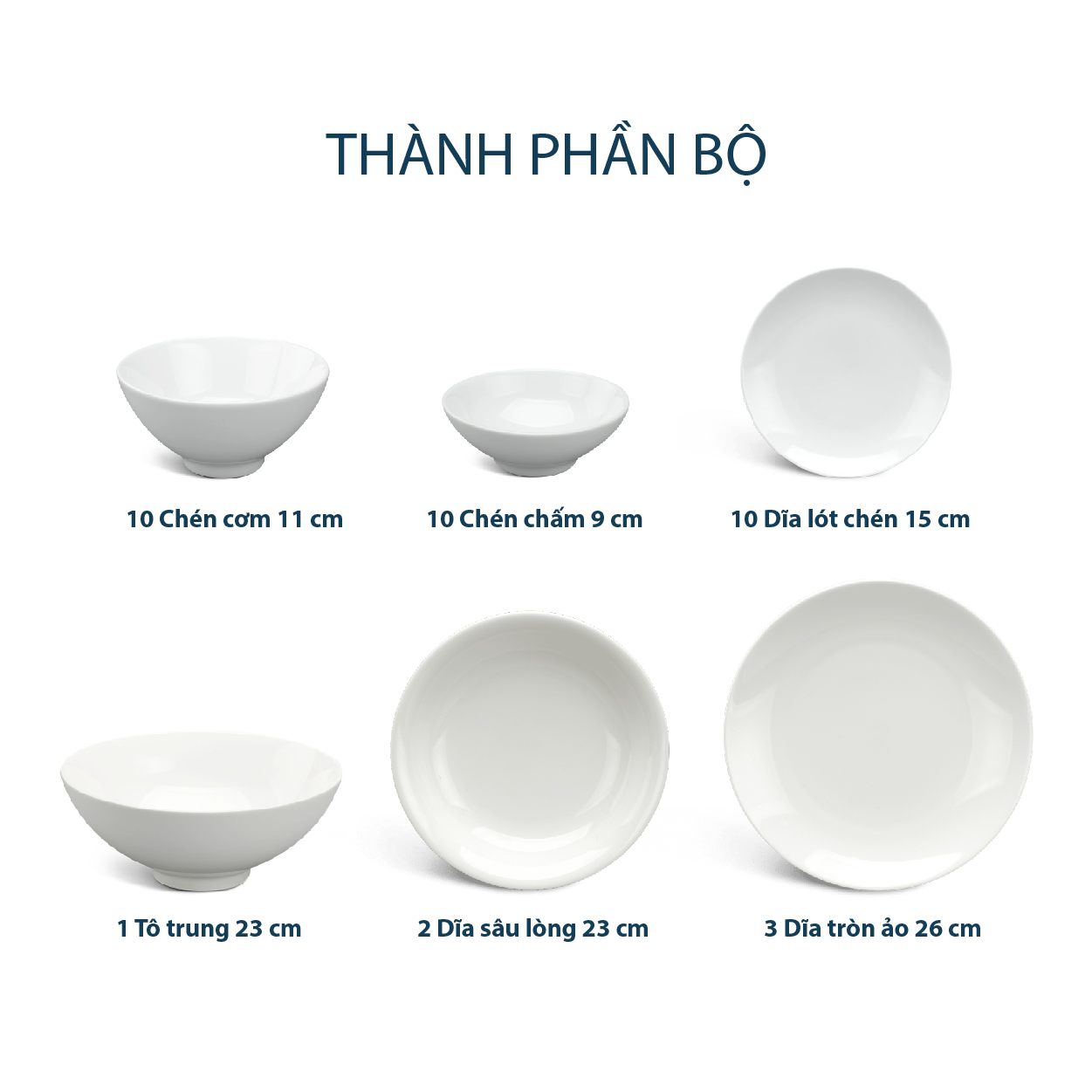 Bộ đồ ăn 36 sản phẩm - Daisy - Trắng