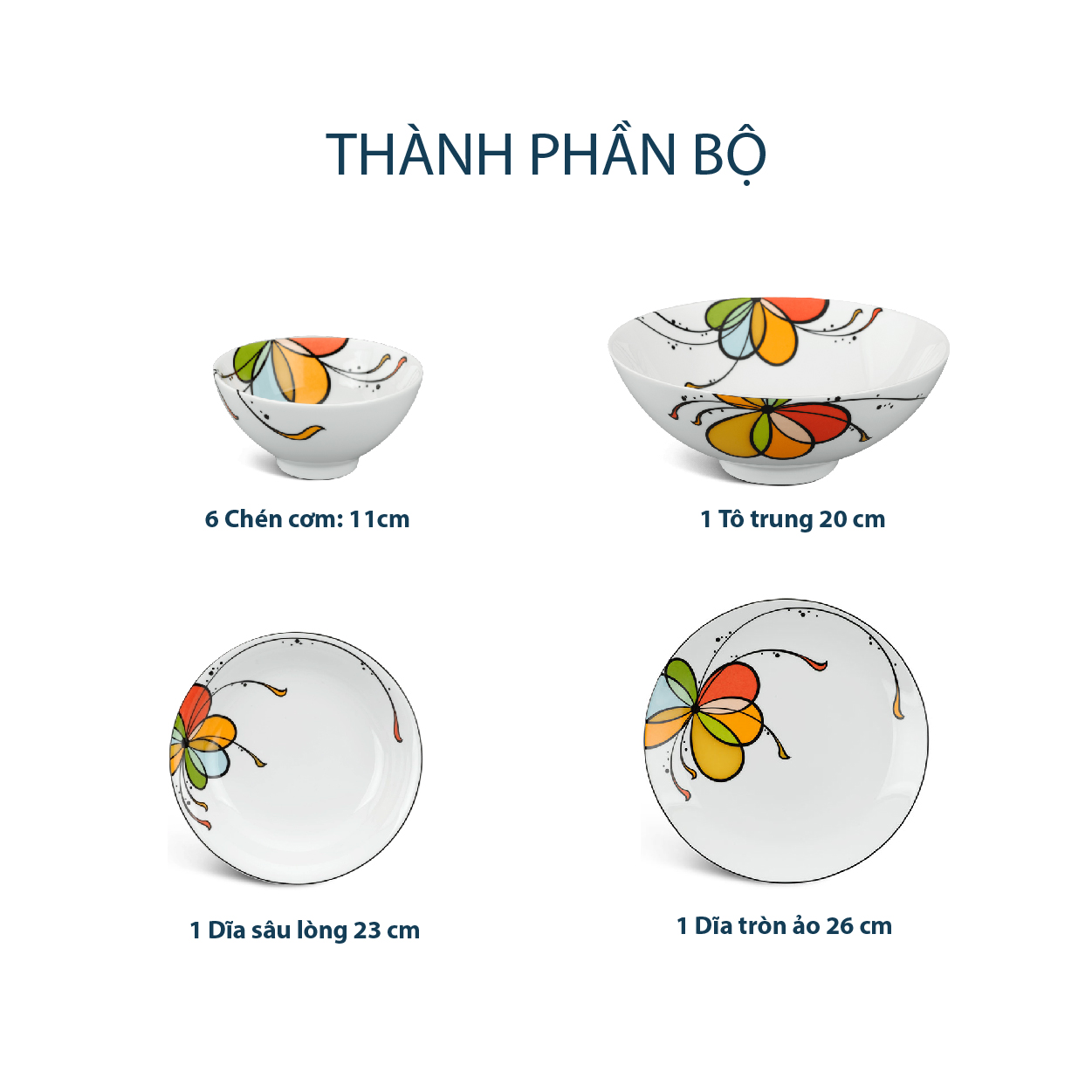 Bộ đồ ăn 9 sản phẩm - Daisy - Bóng Bay