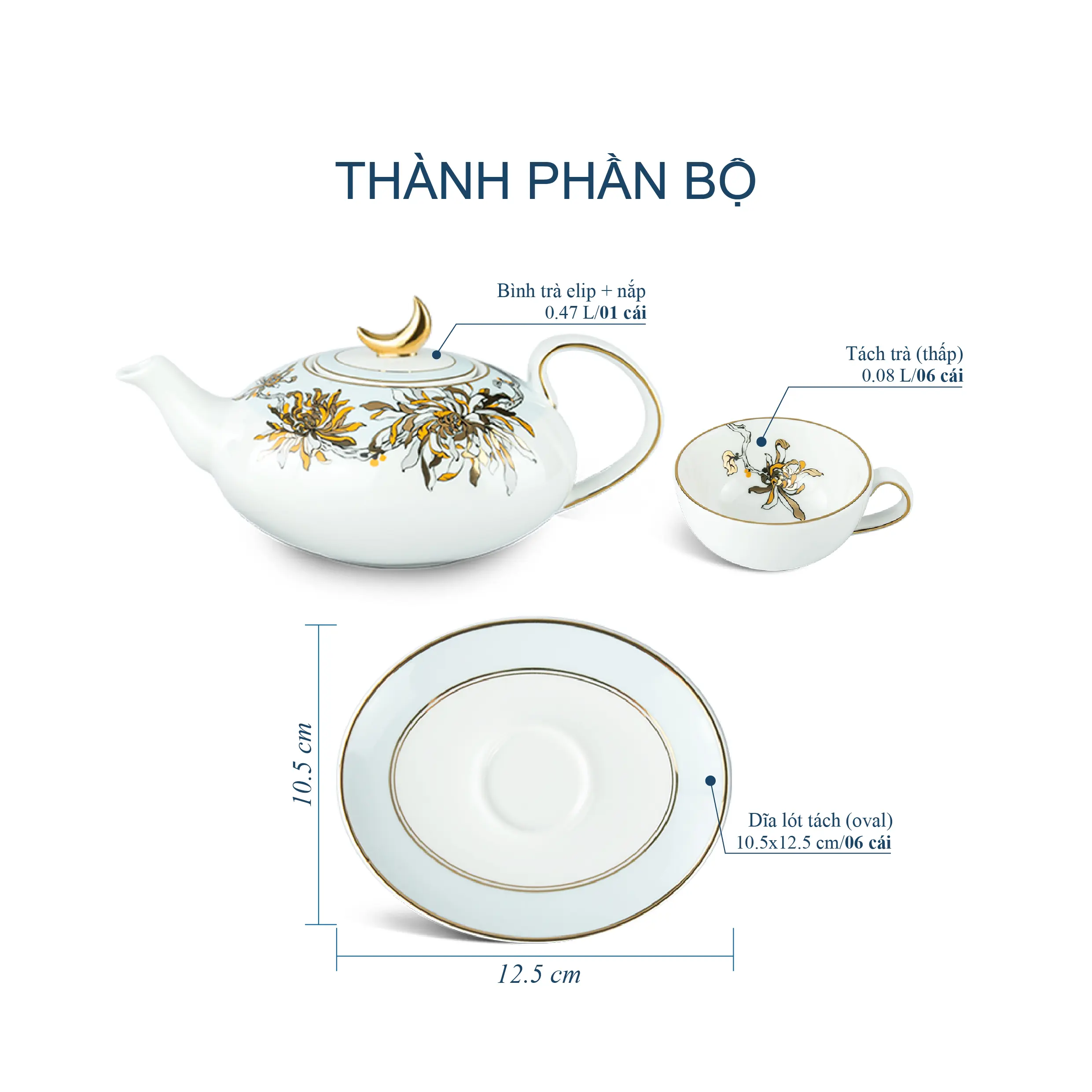 Bộ trà Elip 0.47 L - Anna - An Nhiên (Minh Nguyệt)
